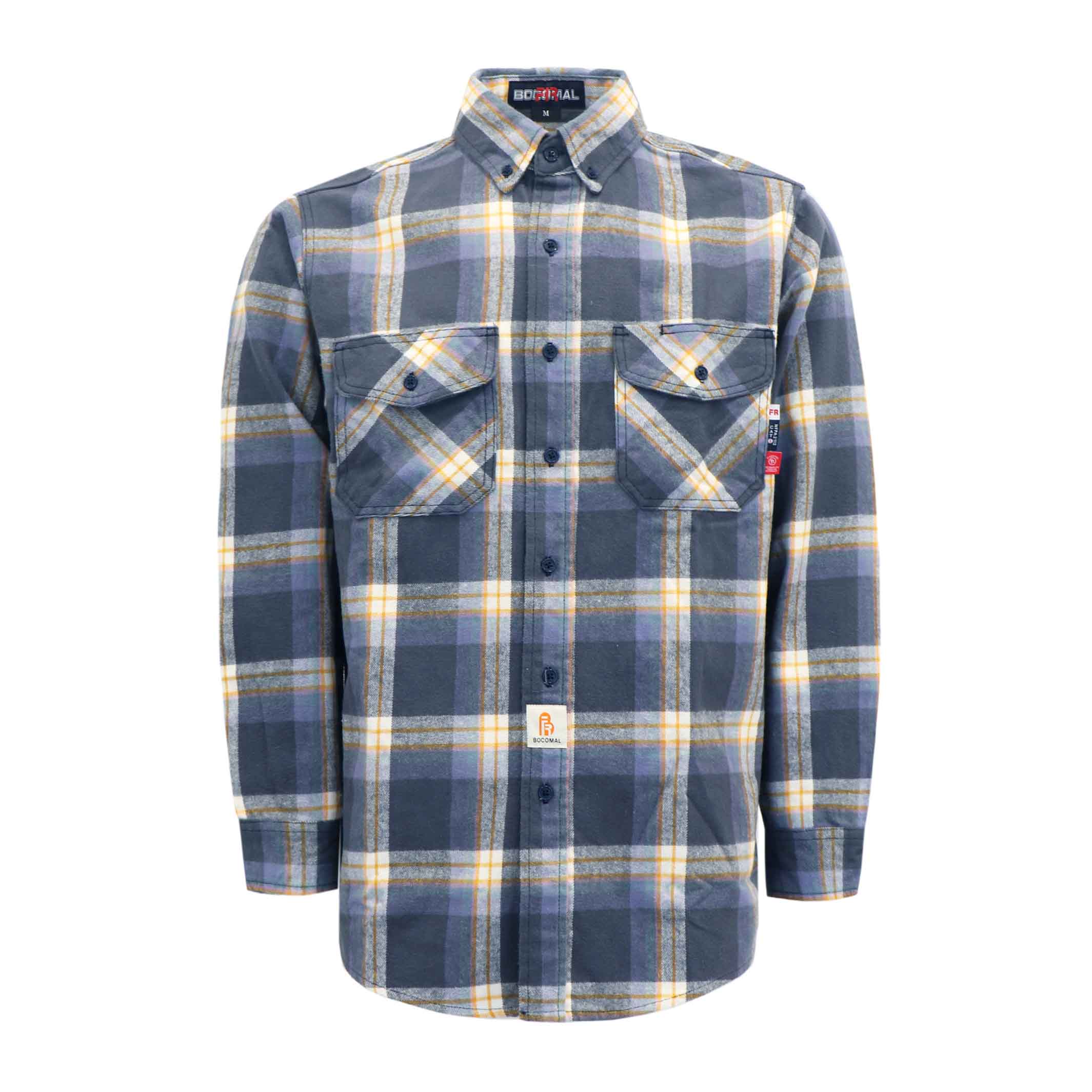 9.5OZ Plaid Flannel Shirts With Button(Final Sale)-3818