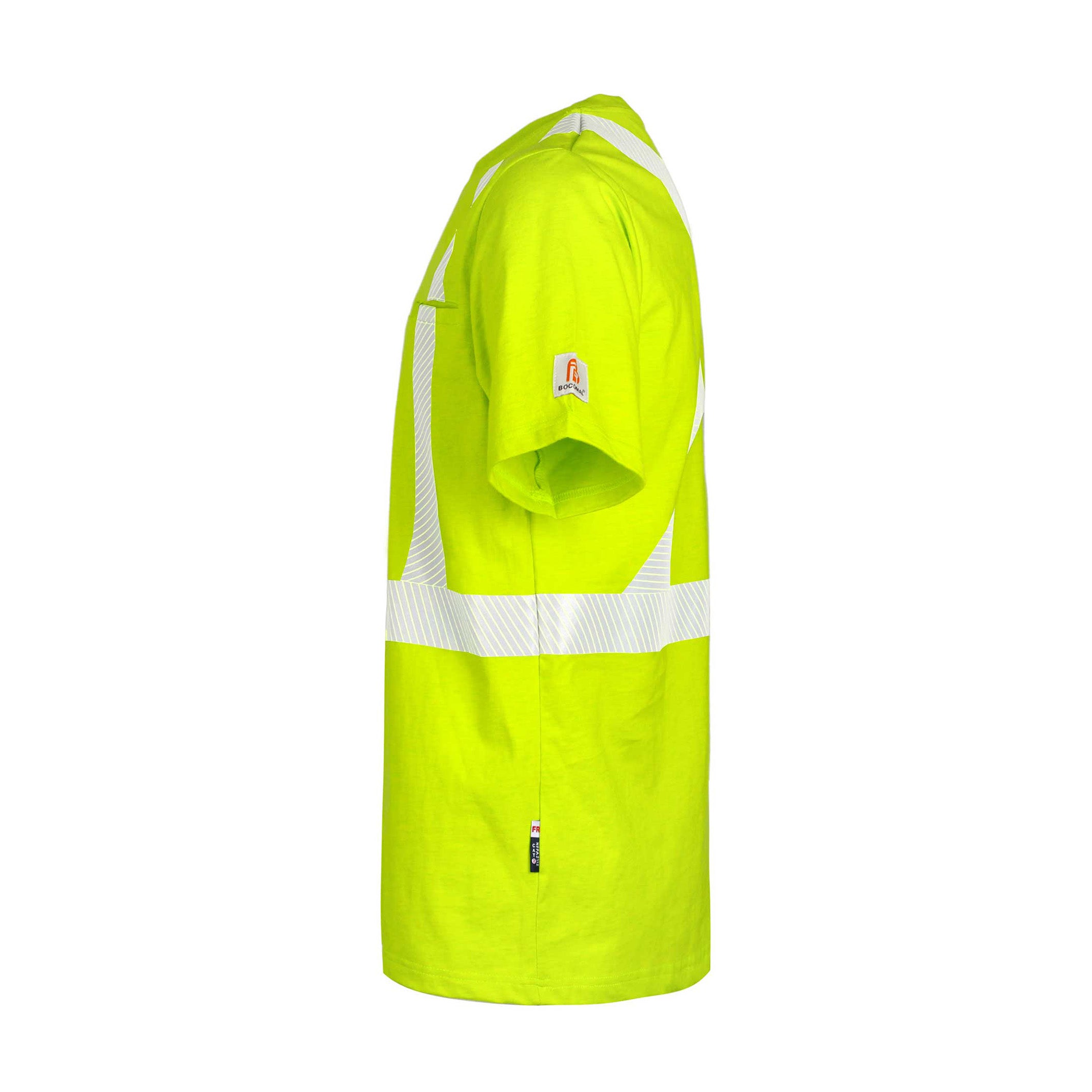 6oz Hi Vis Short Sleeve Lightweight High Visibility Reflective  Yellow Men's Safety FR Shirts-0624S