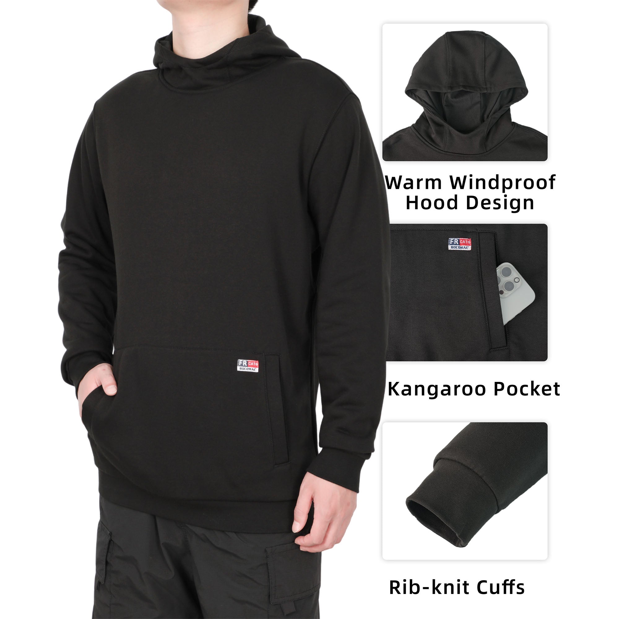12.5oz Heavyweight Permanent Flame Resistant Modacrylic Cotton Hooded Sweatshirts-9634/9534