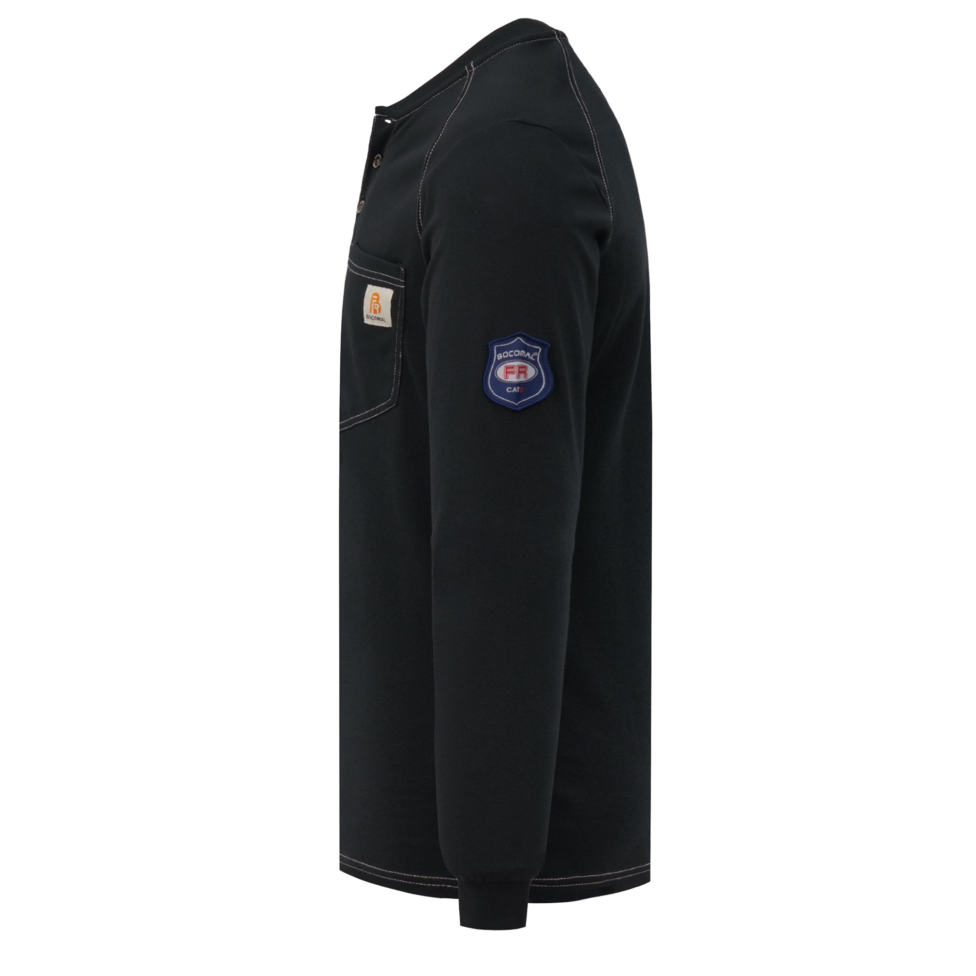 5.5oz Cotton Long Sleeve Henley Shirt Flame Resistant -9108