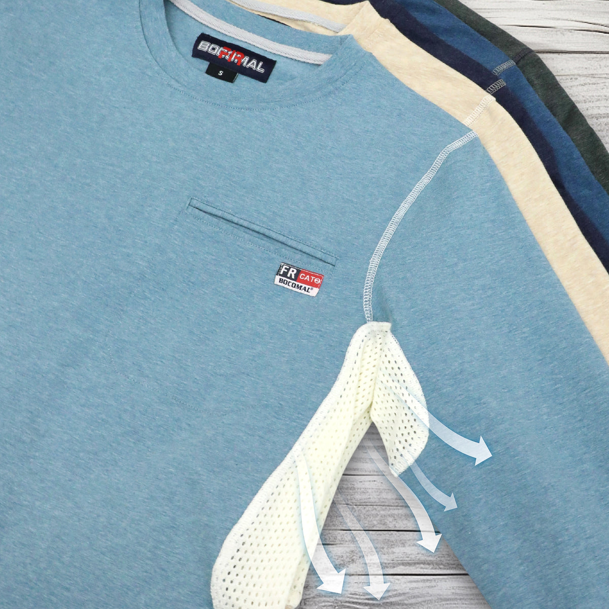 4.5OZ Vented Mesh Loose Fit EX Lightweight Flame Resistant Crew Neck T-Shirts-9717