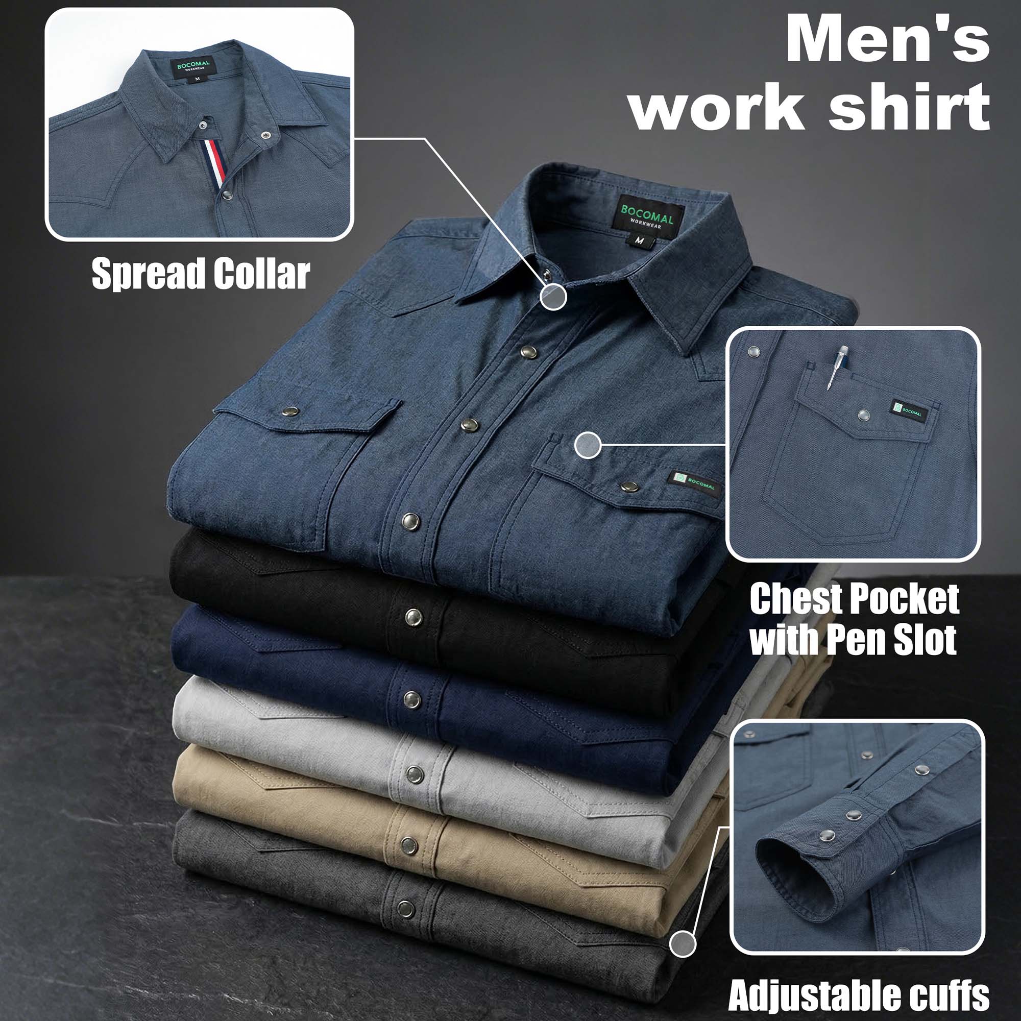 5OZ Lightweight 100% C Chambray Work Shirts(NON-FR) - SH041Q