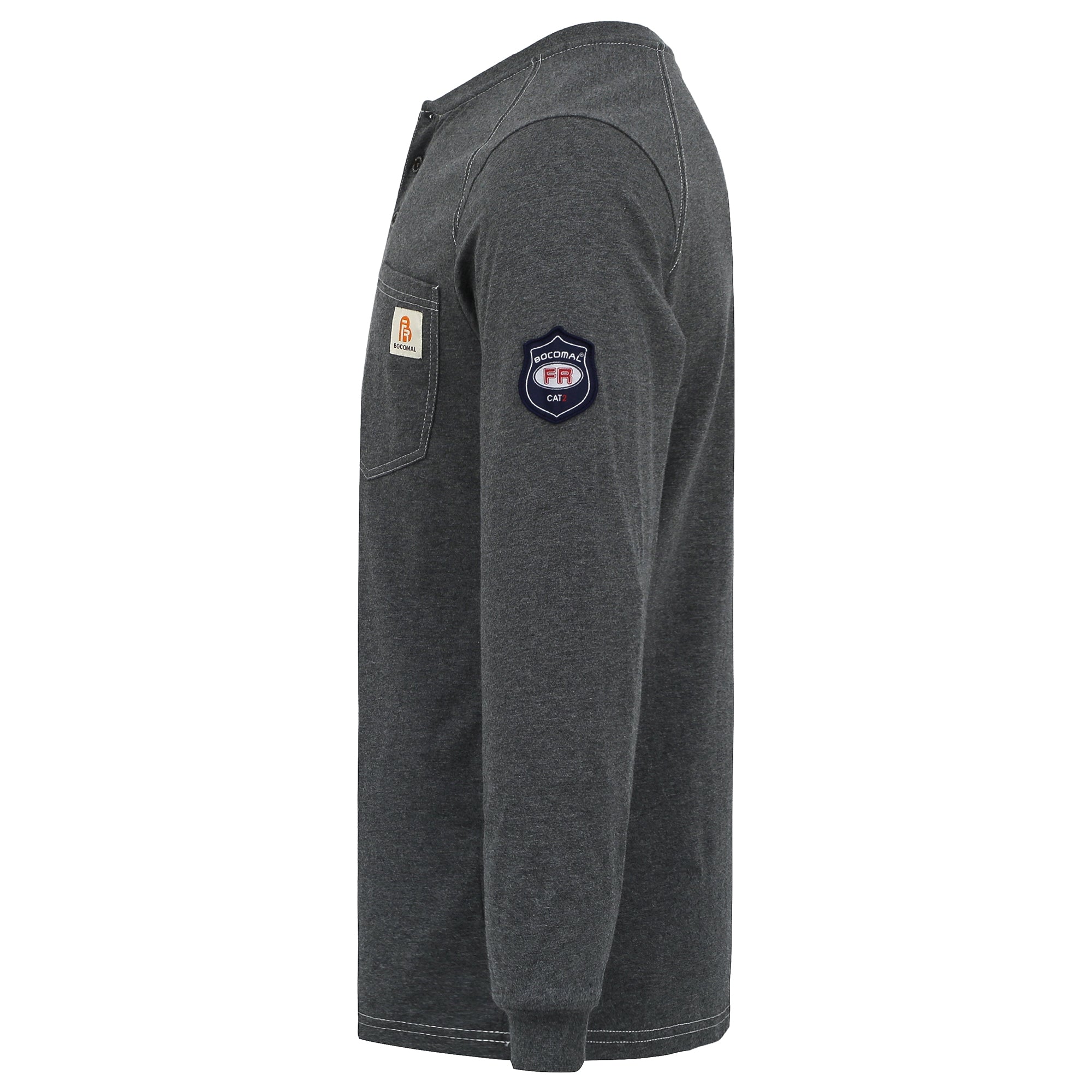 5.5oz Cotton Long Sleeve Henley Shirt Flame Resistant -9108