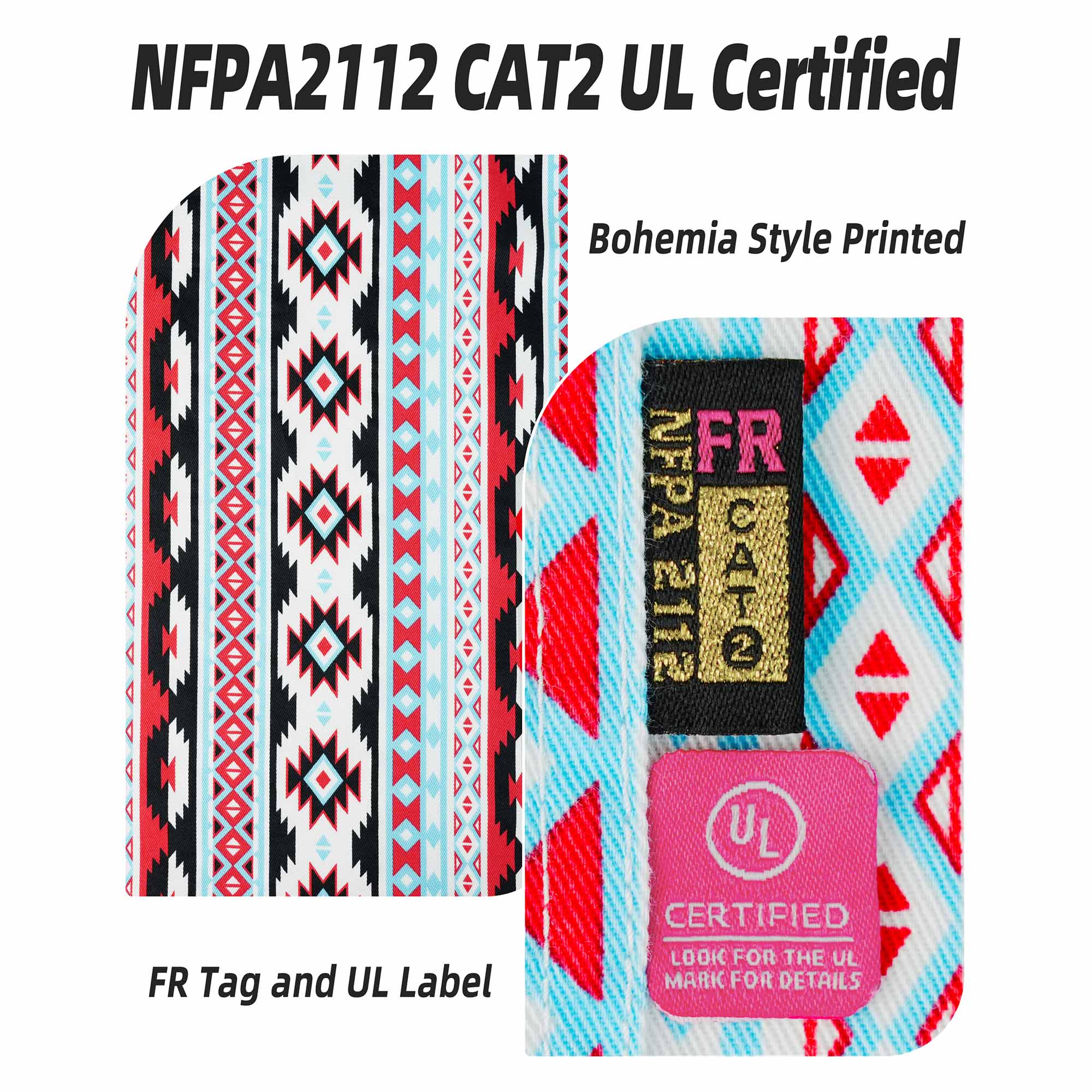 6.5OZ Printed Bohemia Button Down Flame Resistant Work Shirt-0816A-NEW