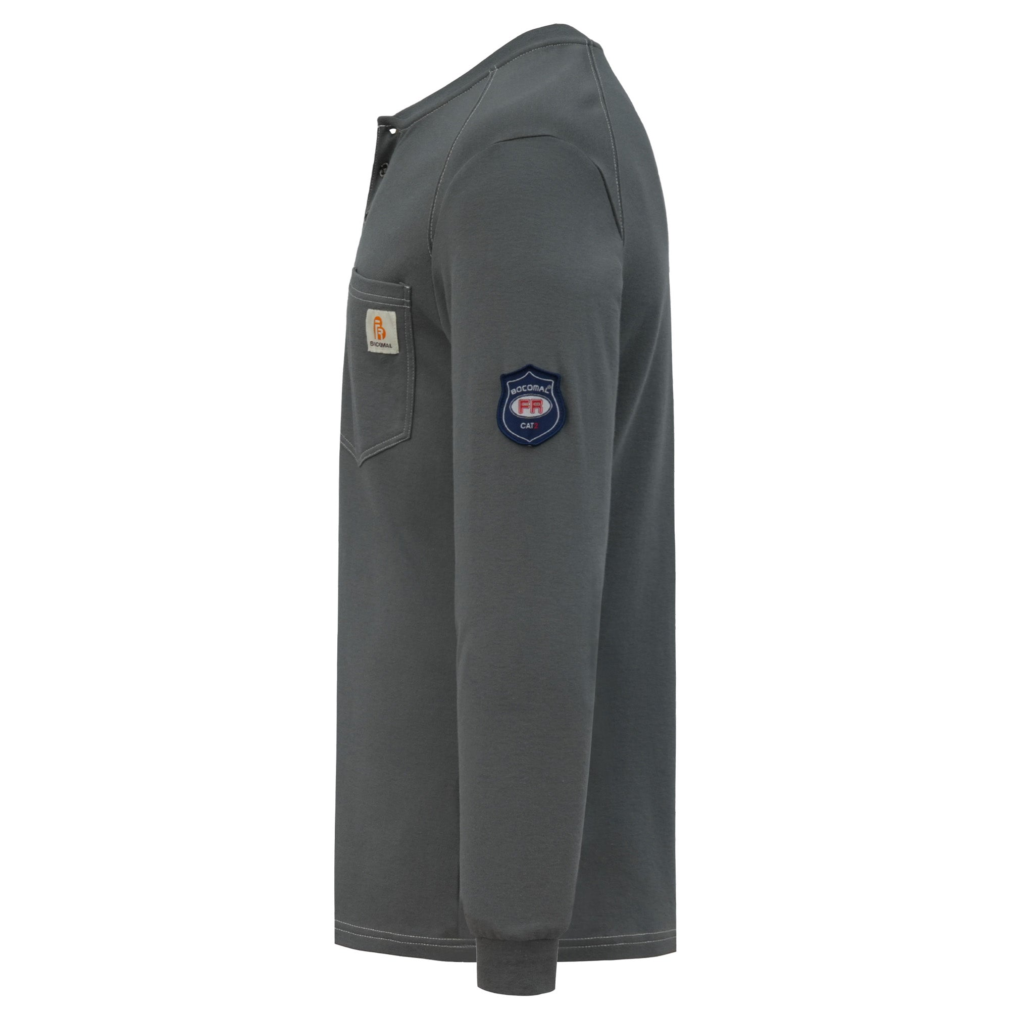 5.5oz Cotton Long Sleeve Henley Shirt Flame Resistant -9108