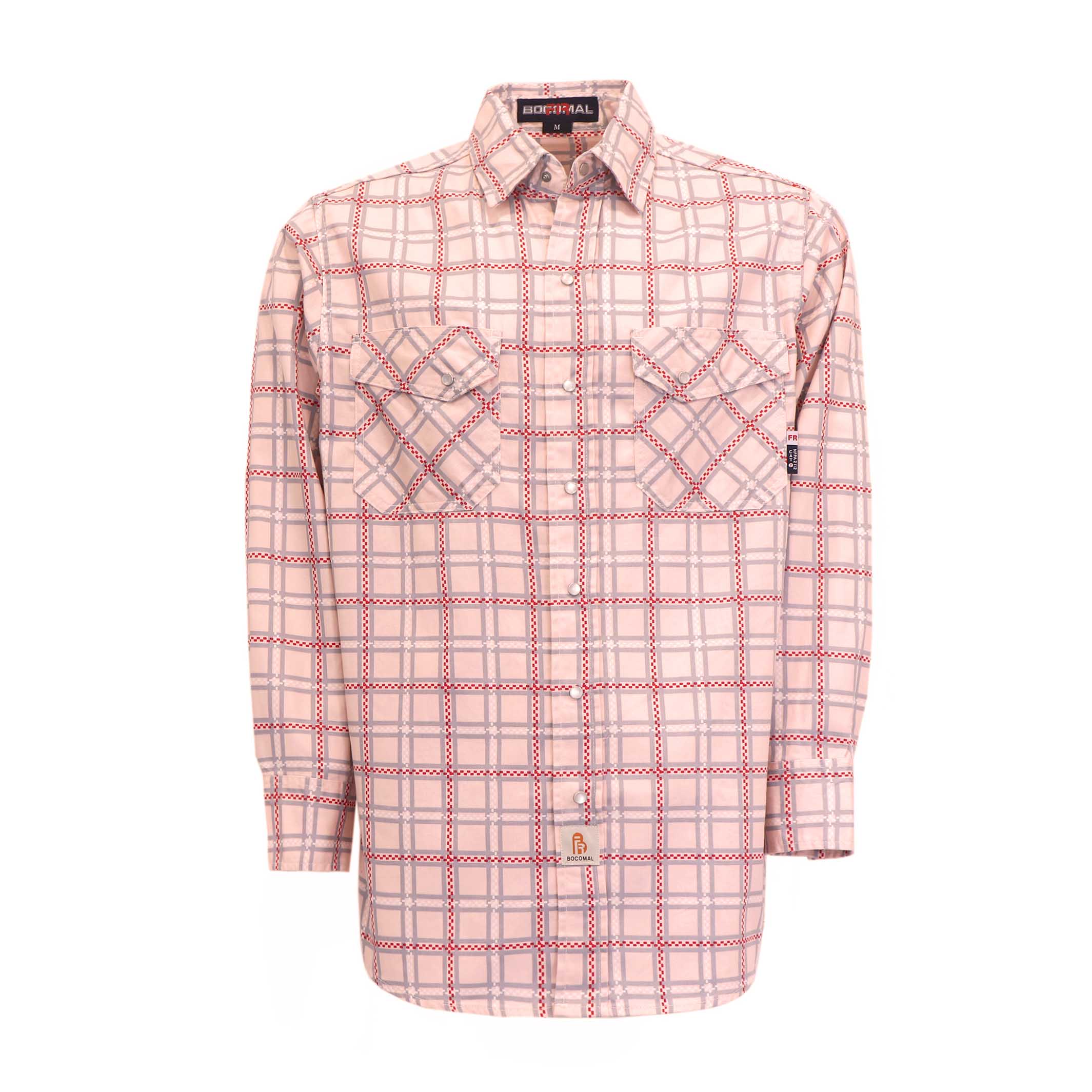 6.5OZ Printed Plaid Shirts With Pearl Snap(Final Sale)-3916