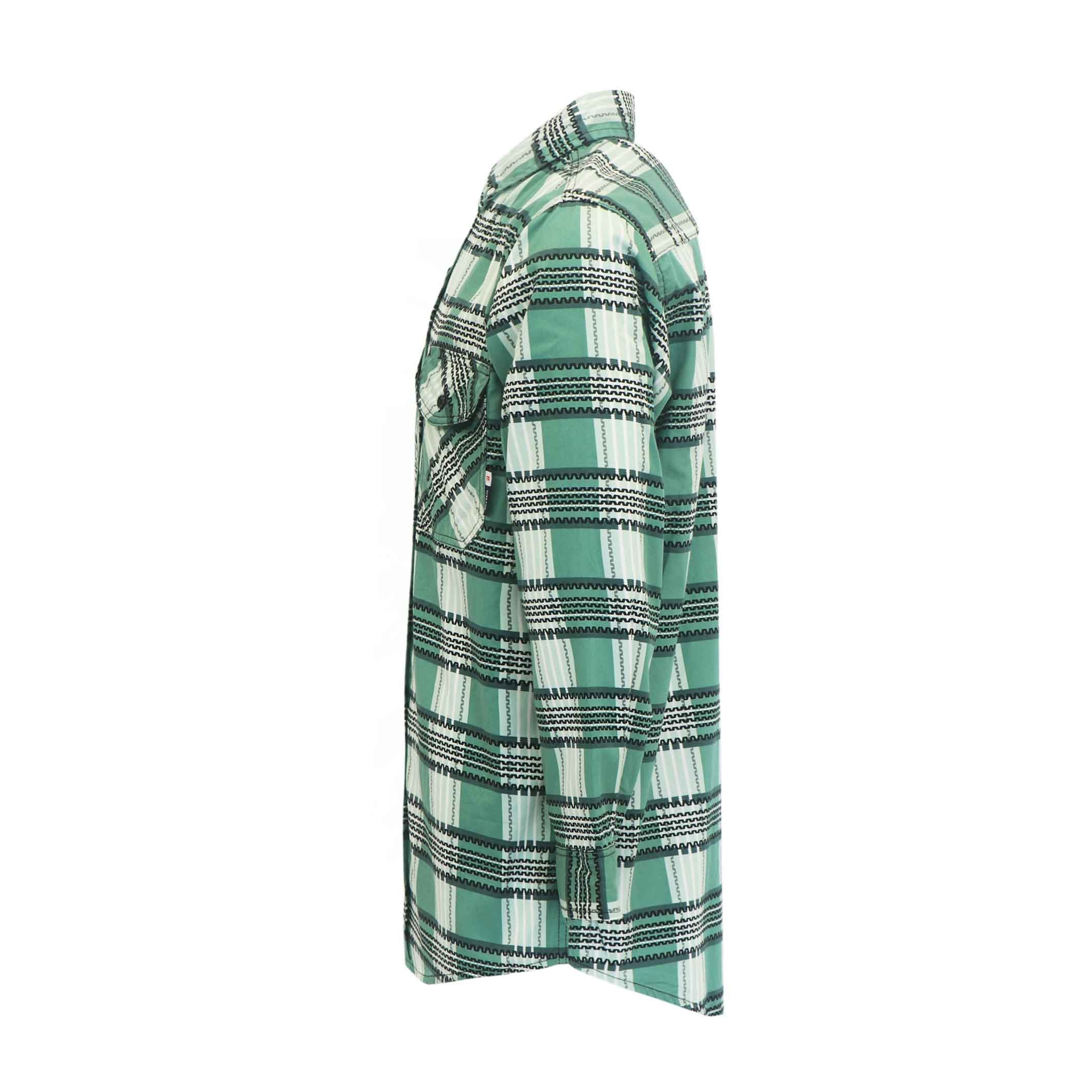 6.5OZ New Printed Plaid Shirts With Button(Final Sale)-3816