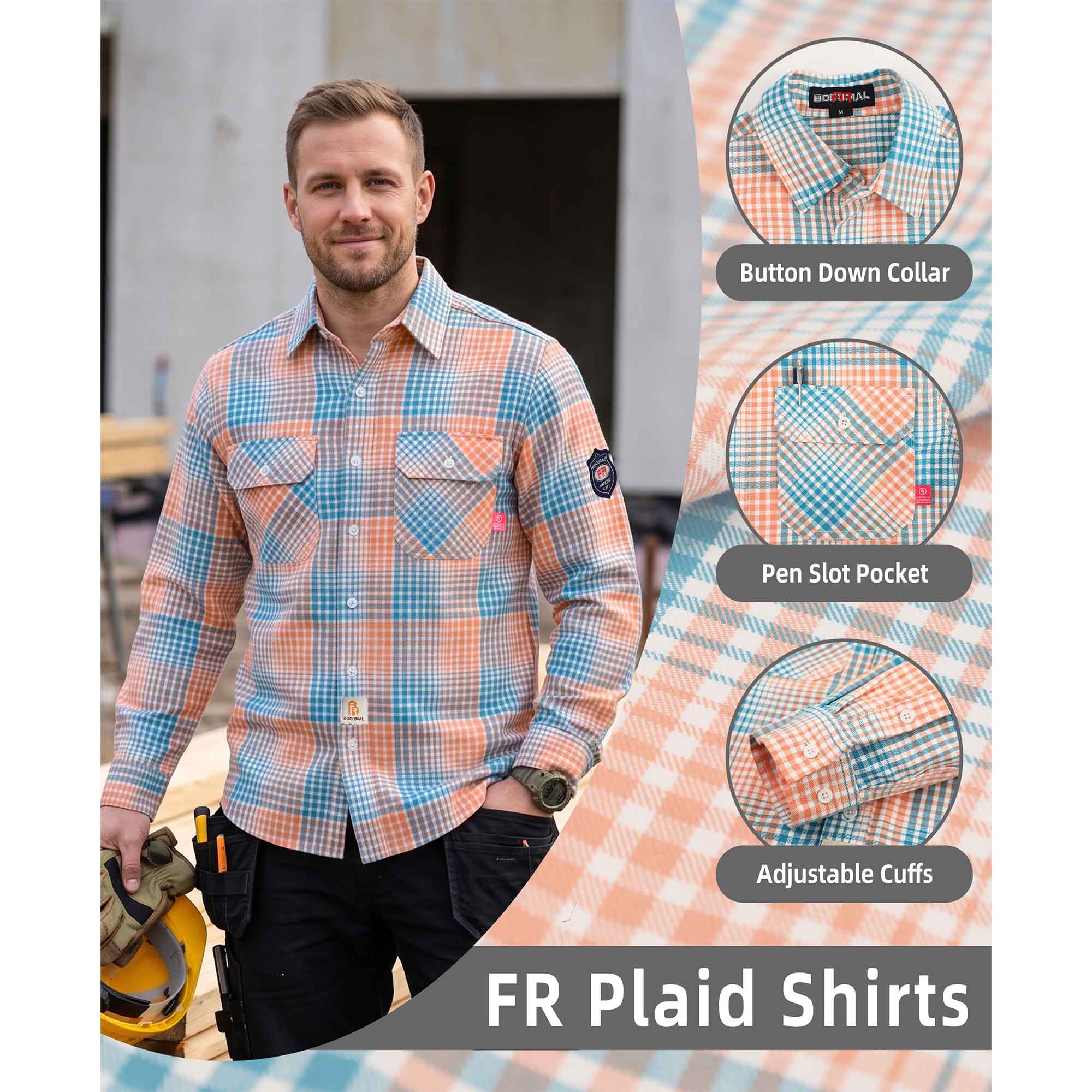 7OZ Classic Plaid FR Shirts With Button