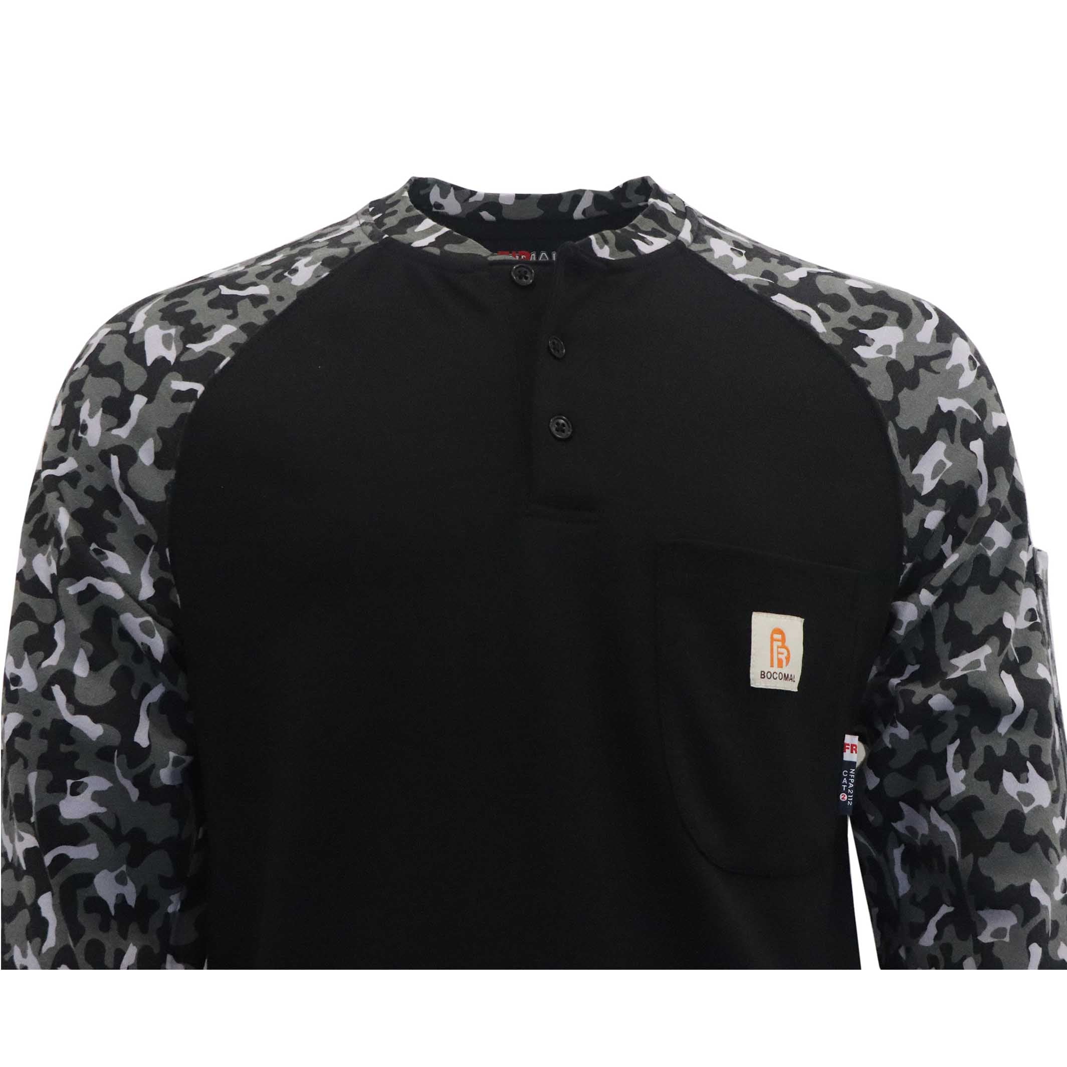 7OZ Button Pullover T-Shirt/Camouflage-5703