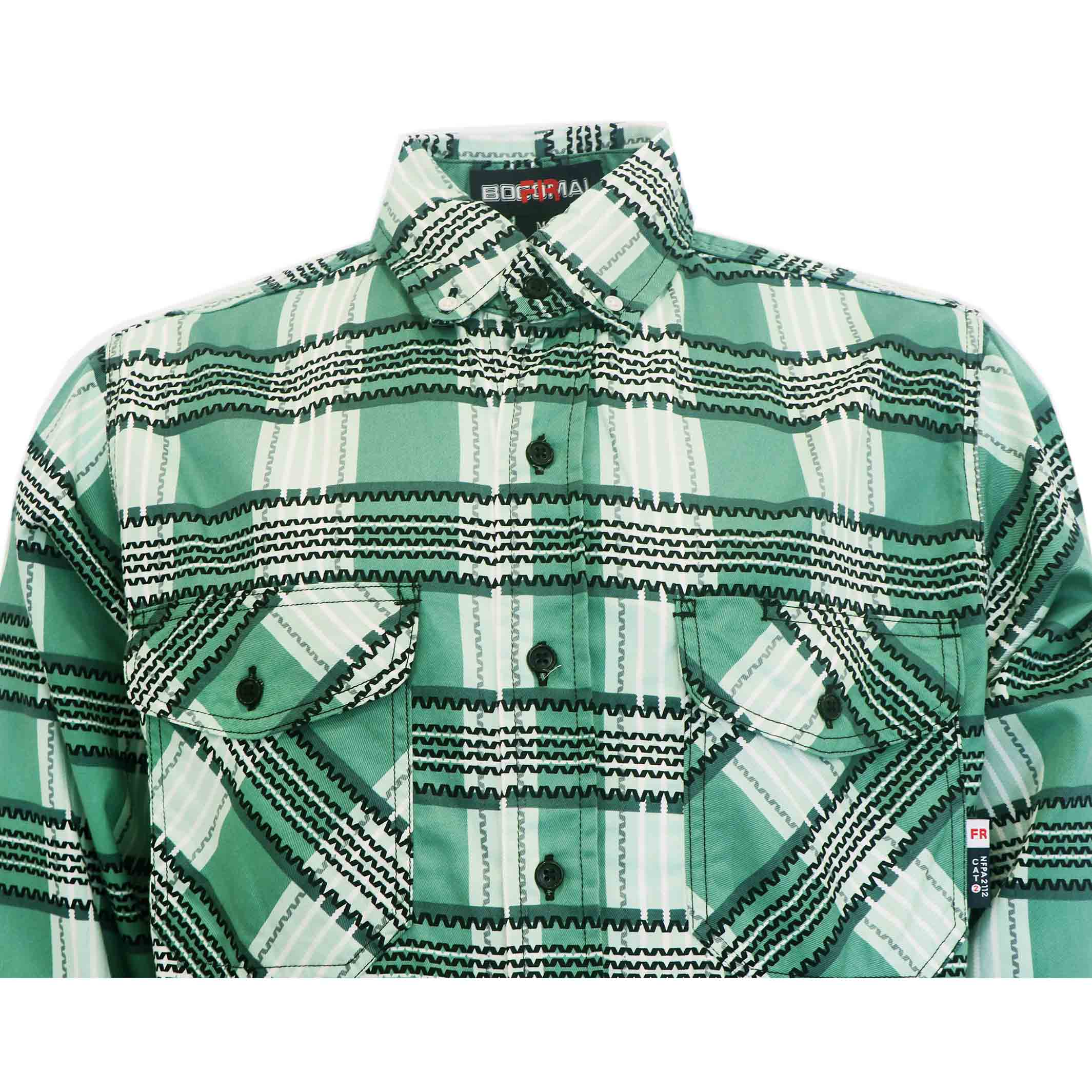 6.5OZ New Printed Plaid Shirts With Button(Final Sale)-3816