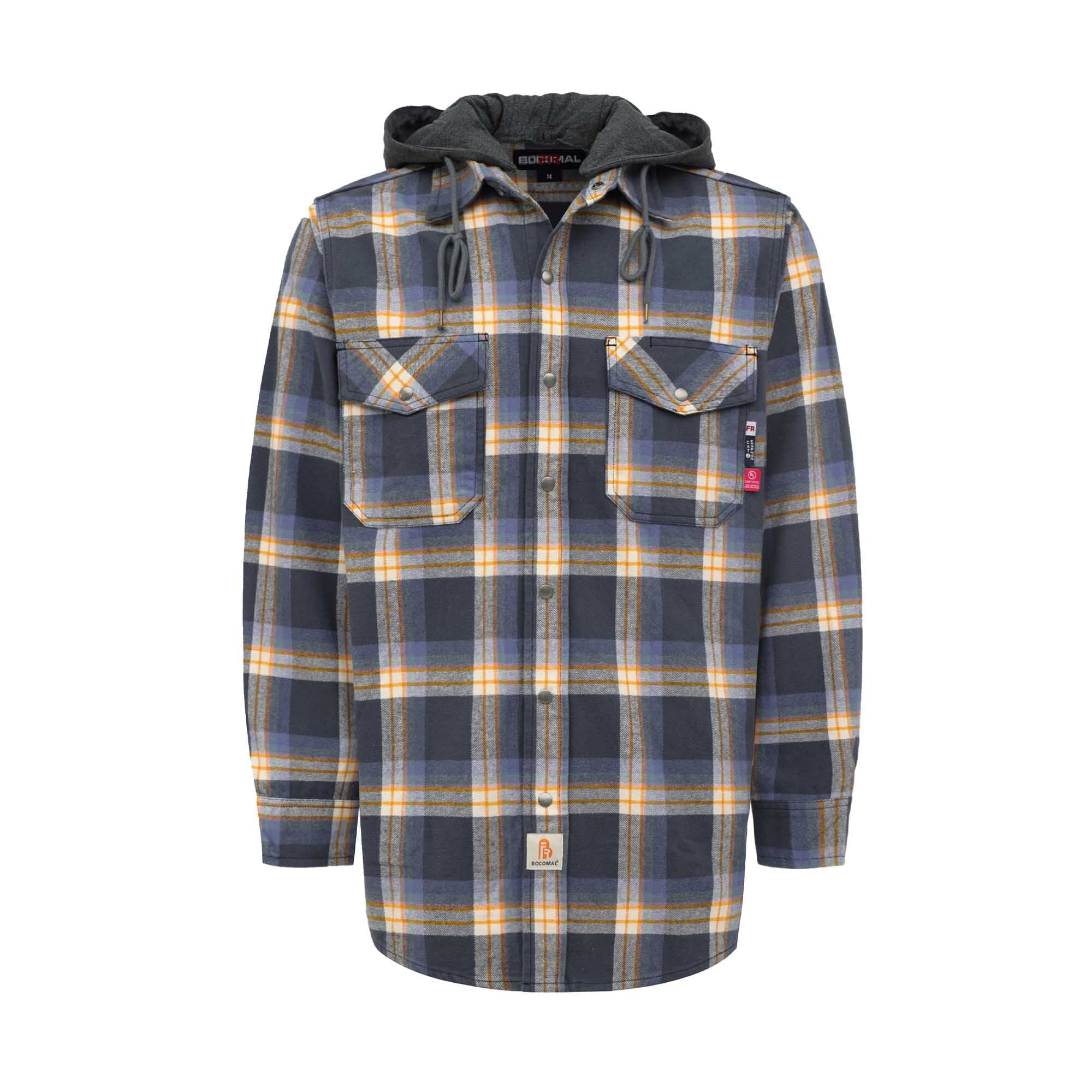 8.5OZ Plaid Flannel Shirts With Hoodie(Final Sale)-3818H