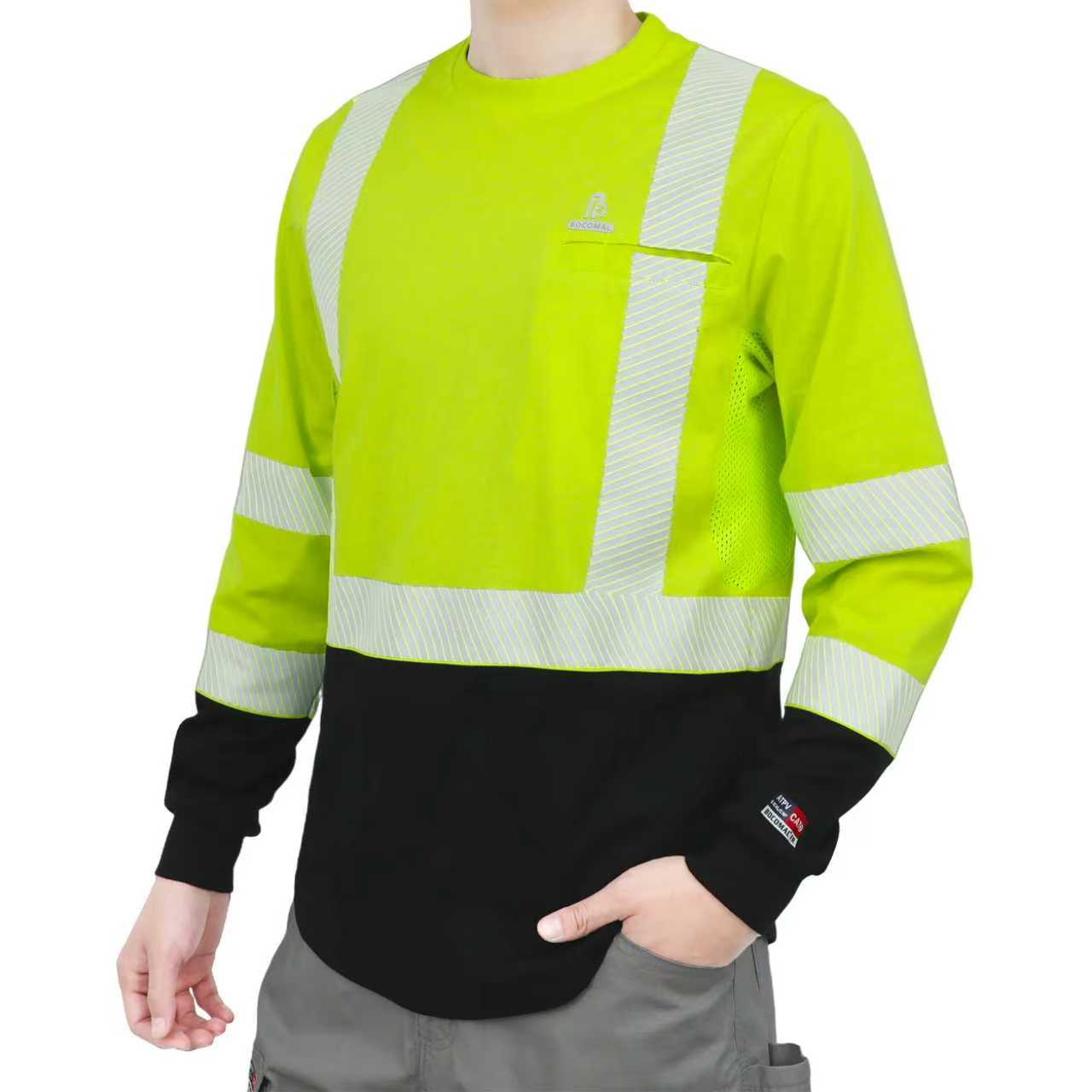 5.5OZ Lightweight Hi Vis Summer Vented Mesh FR T-Shirt-6008HV