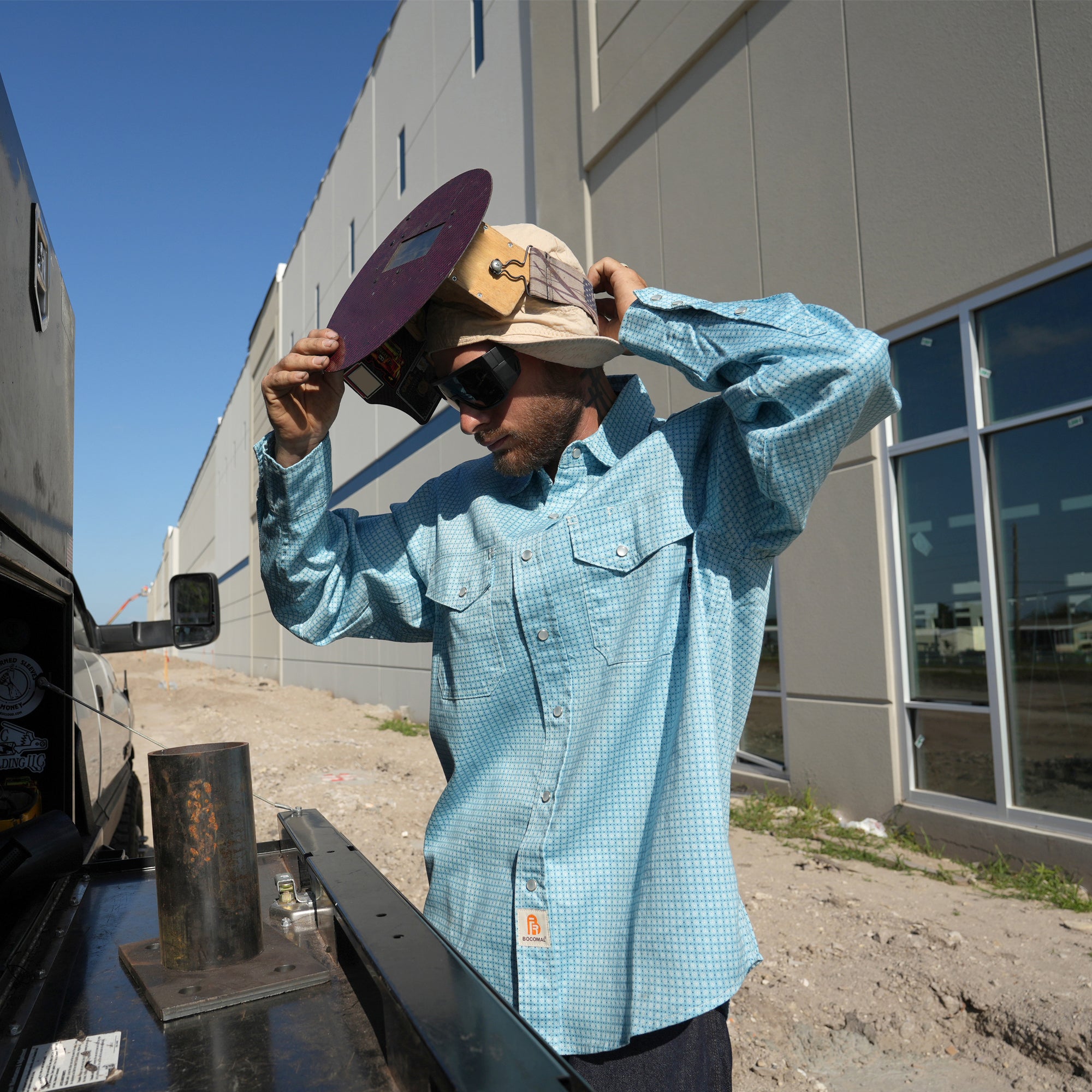 6.5OZ Printed Plaid Shirts With Pearl Snap(Final Sale)-3916
