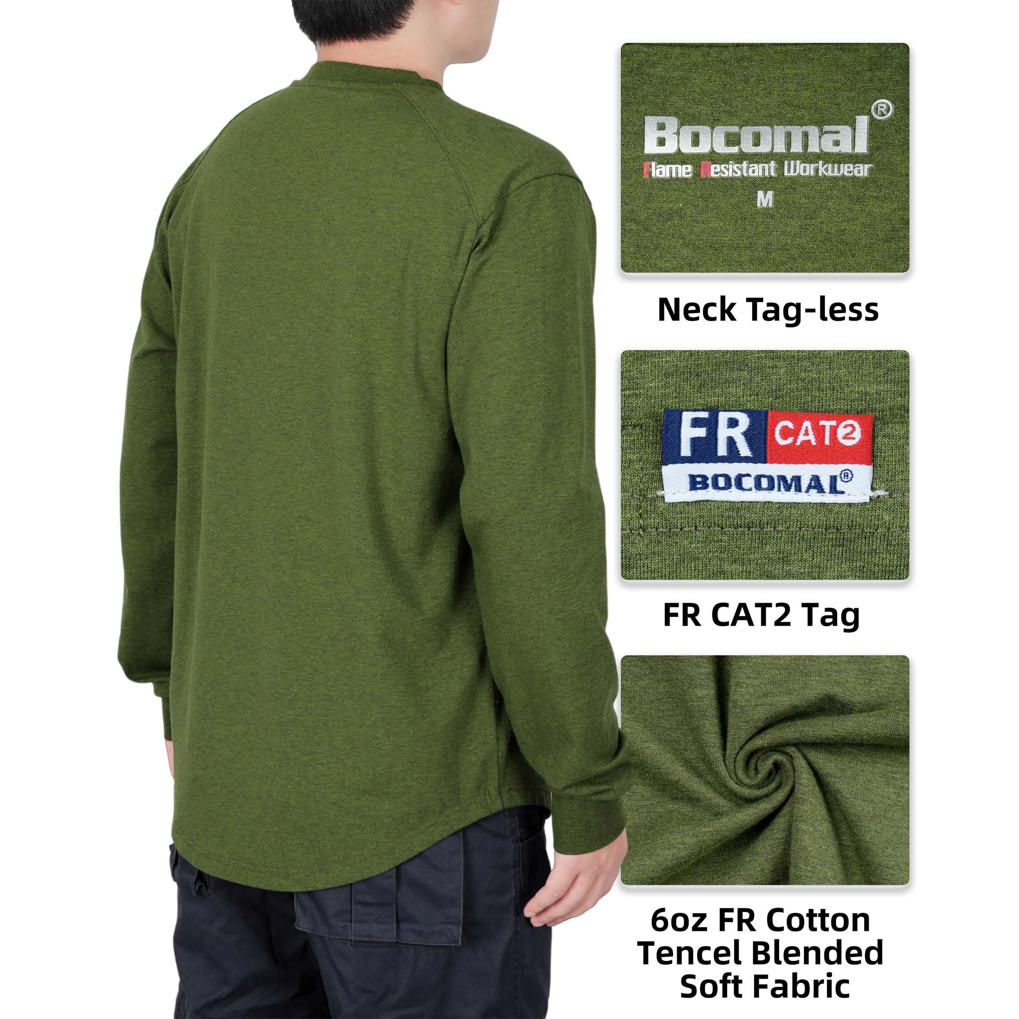 6OZ Crewneck Cotton Tencel Heather Blended Flame Resistant Work T-Shirt - A335