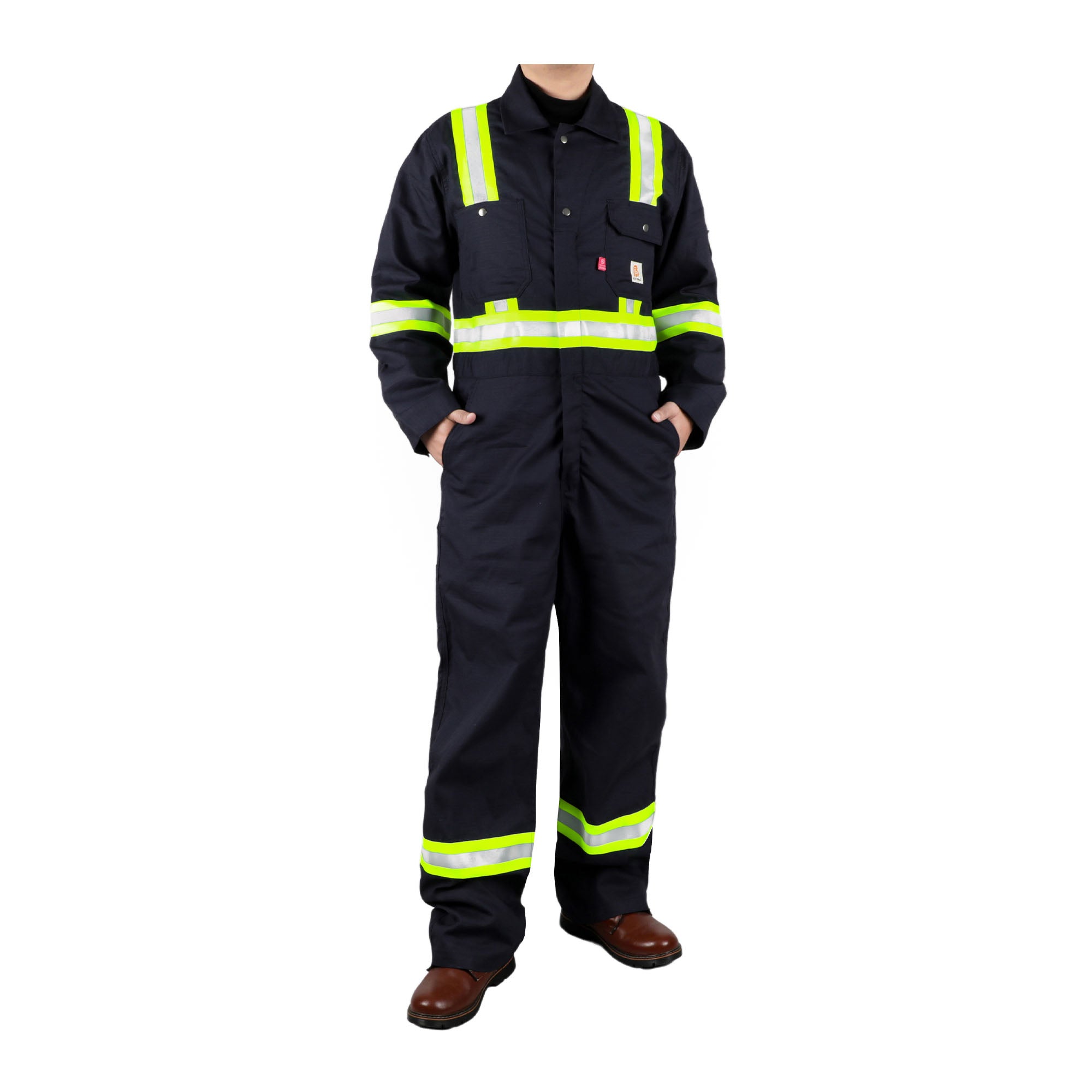 6OZ Hi Vis Coveralls With 2inch Reflective Taps-2128HV