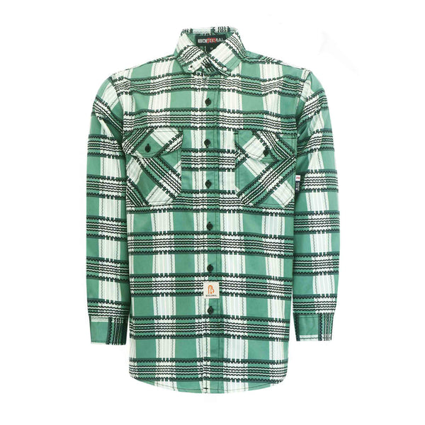 6.5OZ New Printed Plaid Shirts With Button(Final Sale)-3816