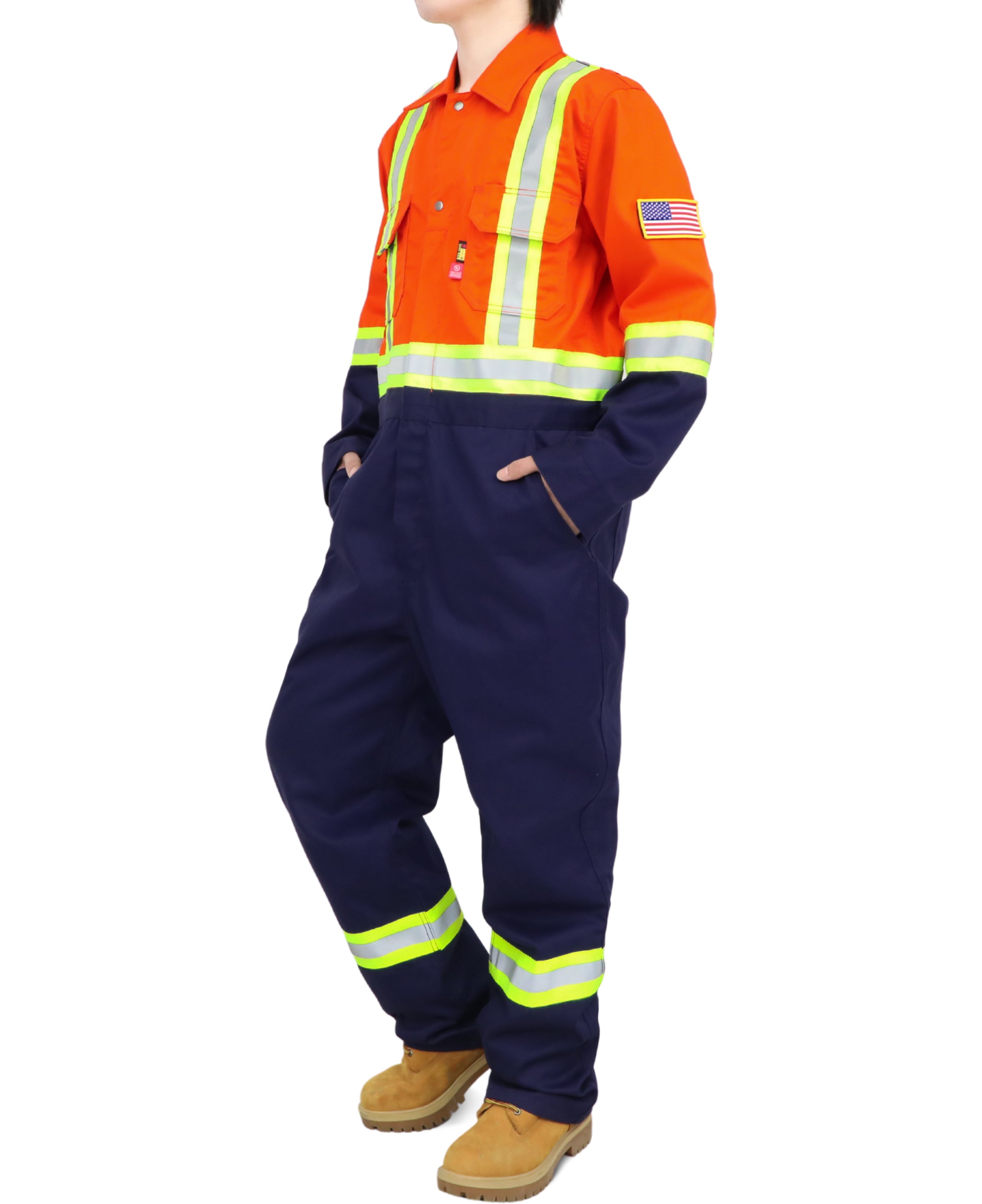 7.5OZ Cotton Twill FR Hi Vis Work Coverall - 2401HV