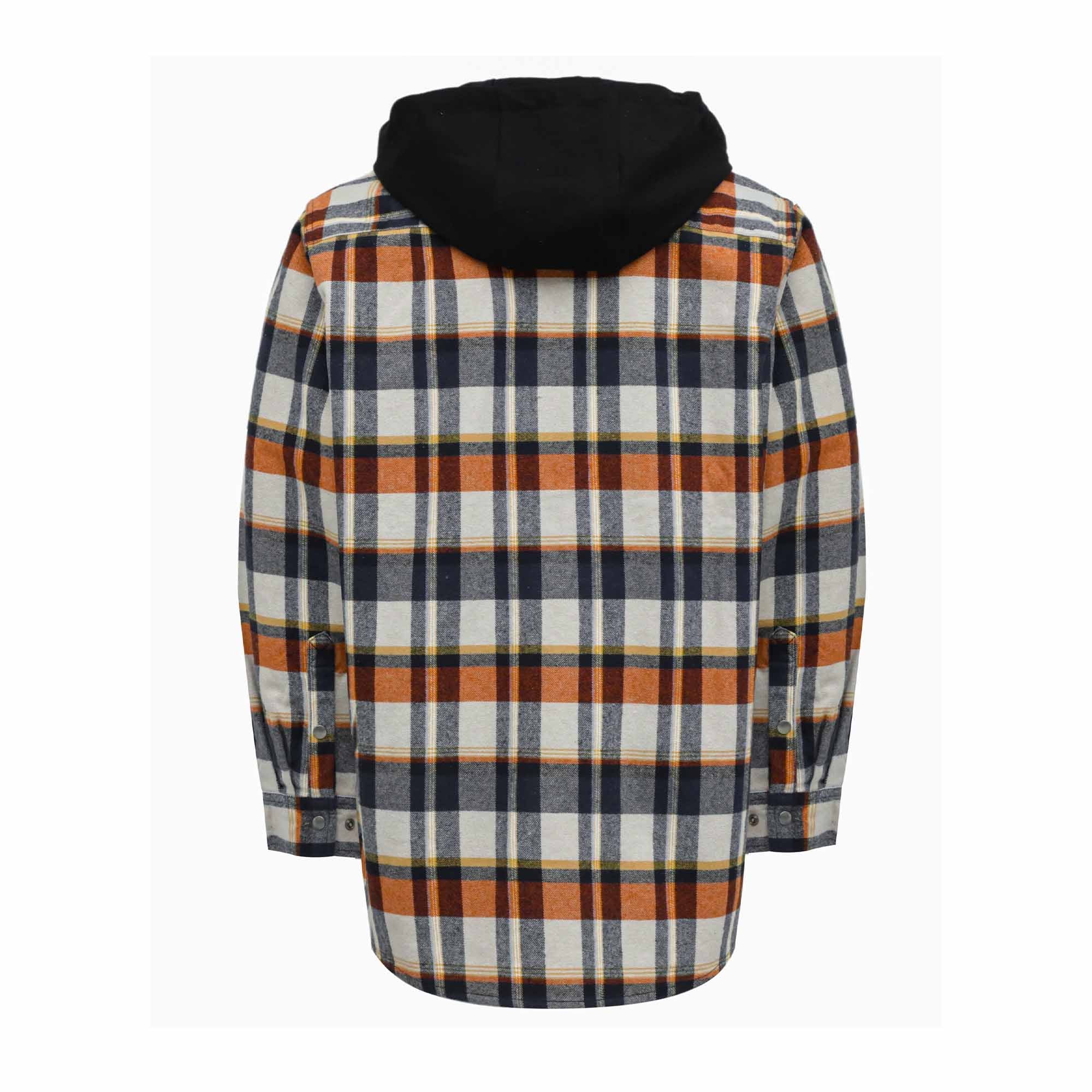 8.5OZ Plaid Flannel Shirts With Hoodie-3818H
