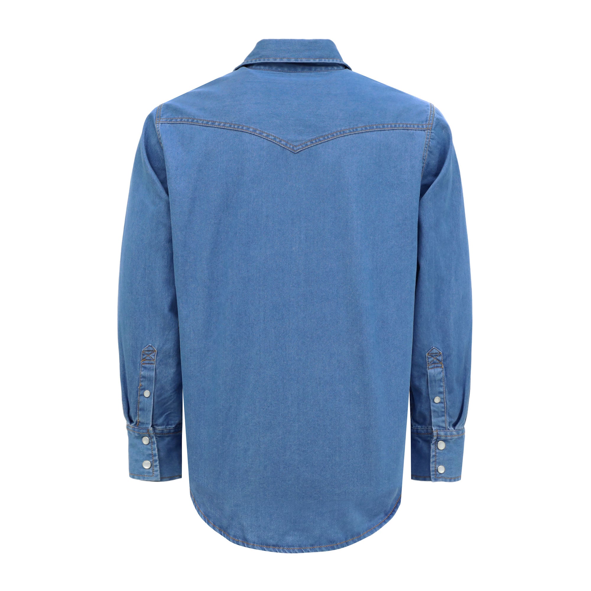 6.5OZ Work Shirts Vintage Washed Lightweight Soft Denim Pearl Snap Down-Relaxed Fit (Non FR)-0930