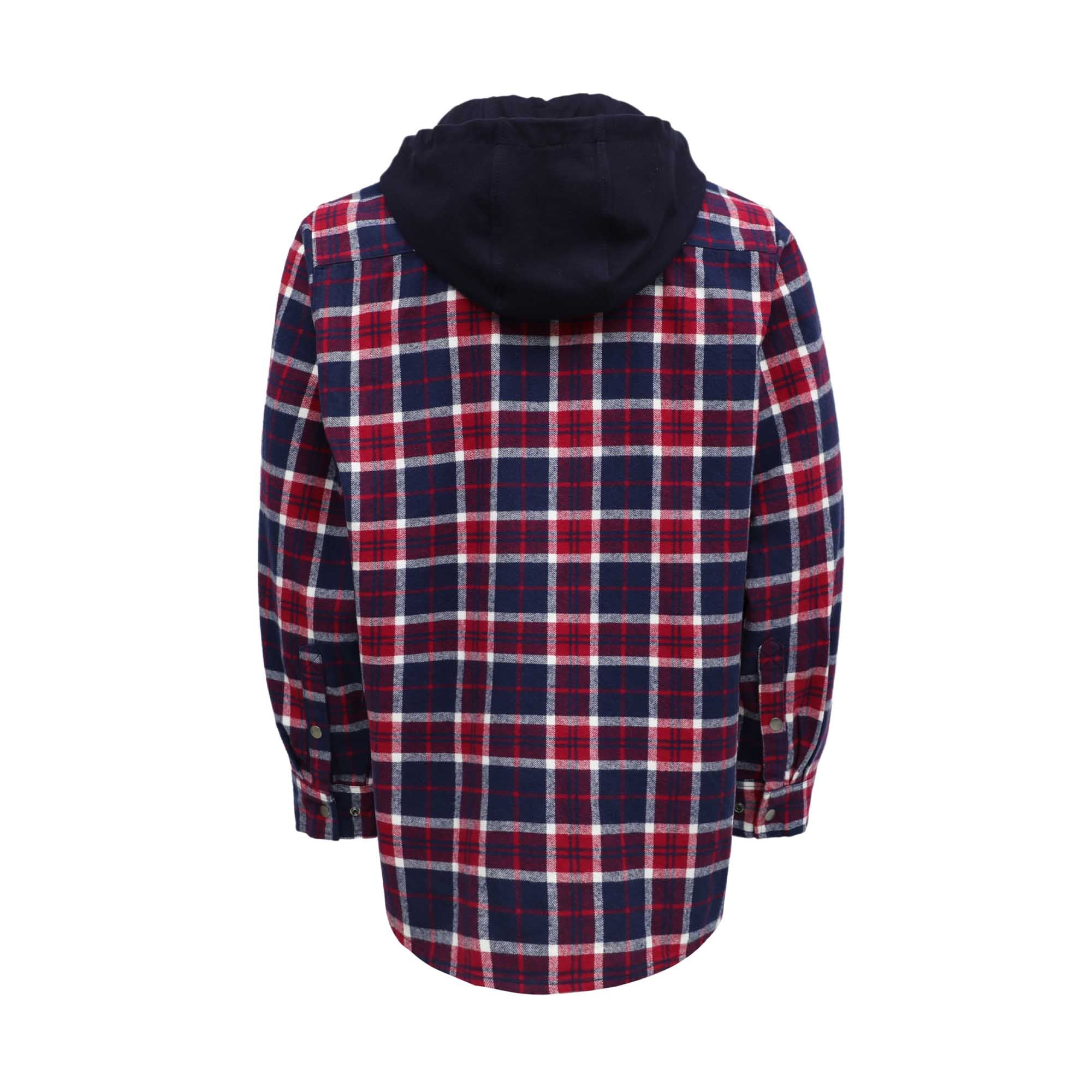 8.5OZ Plaid Flannel Shirts With Hoodie-3818H