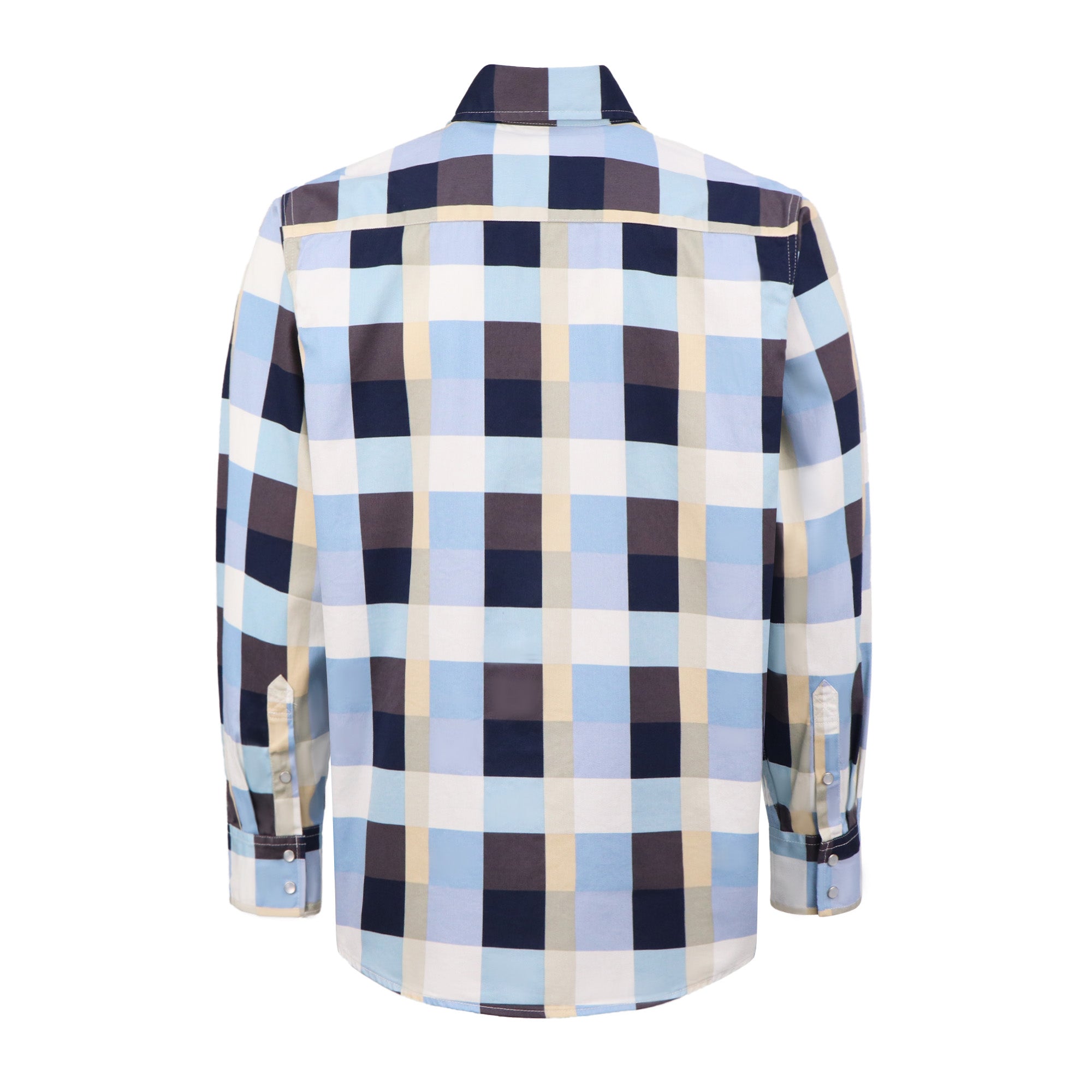 6.5OZ Printed Plaid Shirts With Pearl Snap -3916