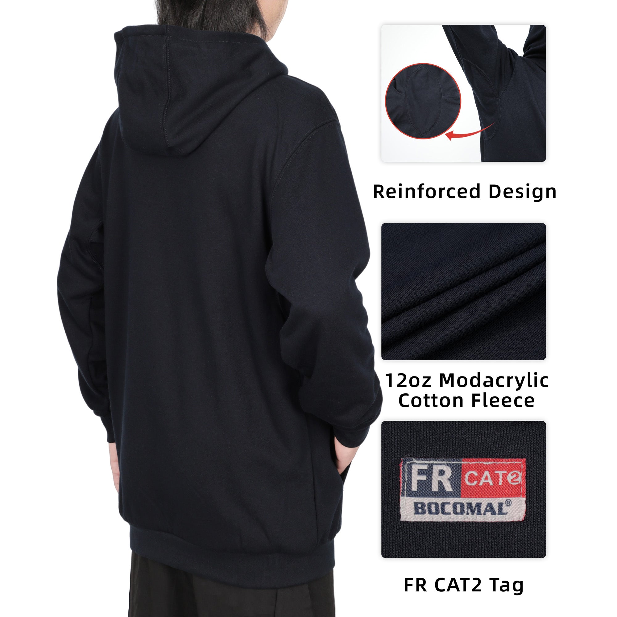 12.5oz Heavyweight Permanent Flame Resistant Modacrylic Cotton Hooded Sweatshirts-9634/9534