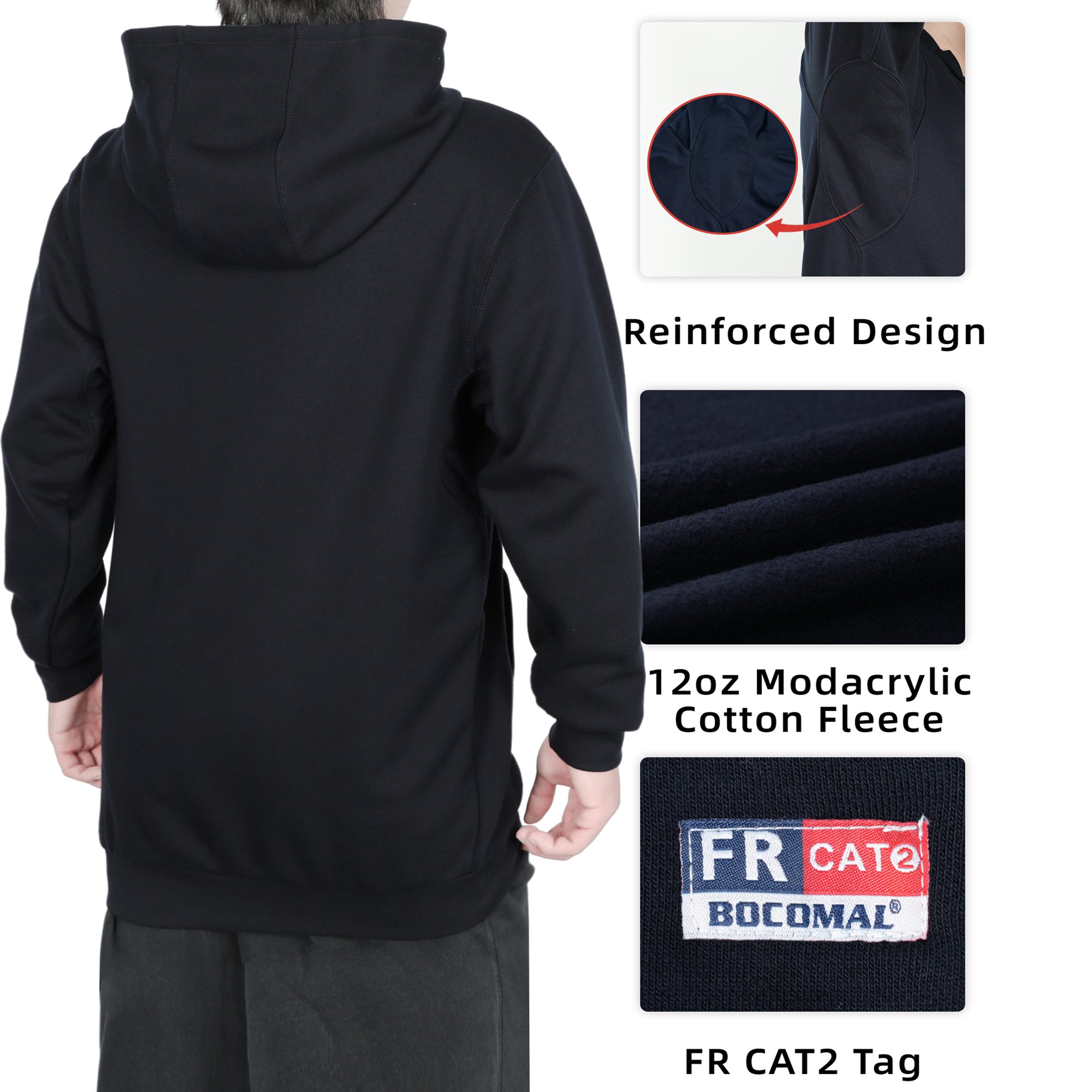 12.5oz Heavyweight Permanent Flame Resistant Modacrylic Cotton Hooded Sweatshirts-9634/9534