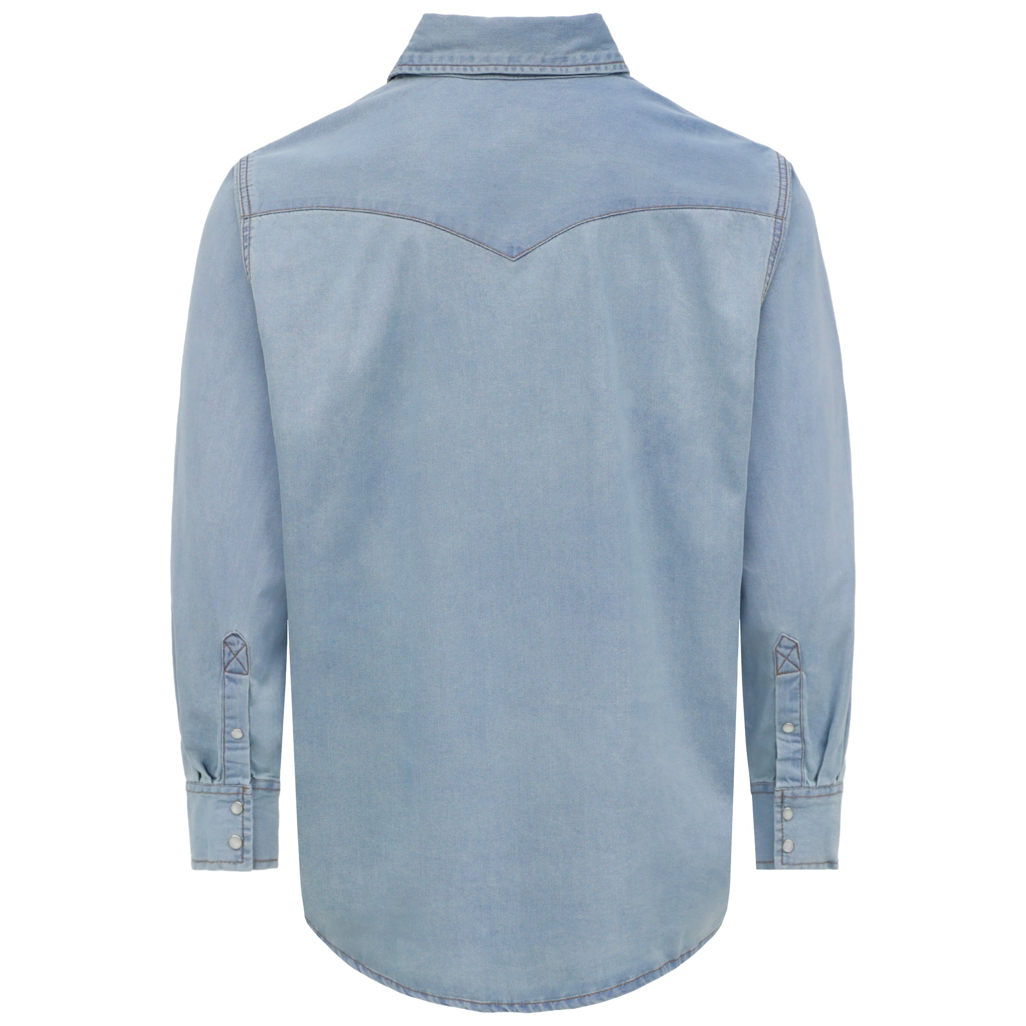 6.5OZ Work Shirts Vintage Washed Lightweight Soft Denim Pearl Snap Down-Relaxed Fit (Non FR)-0930