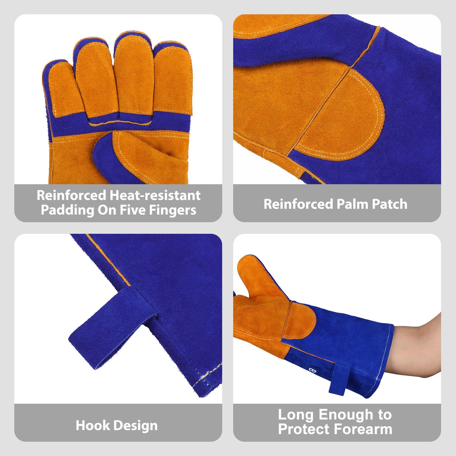 16-Inch Triple-Layer Heat- Resistant Protective Gloves(Heat up to 500°C)-0301