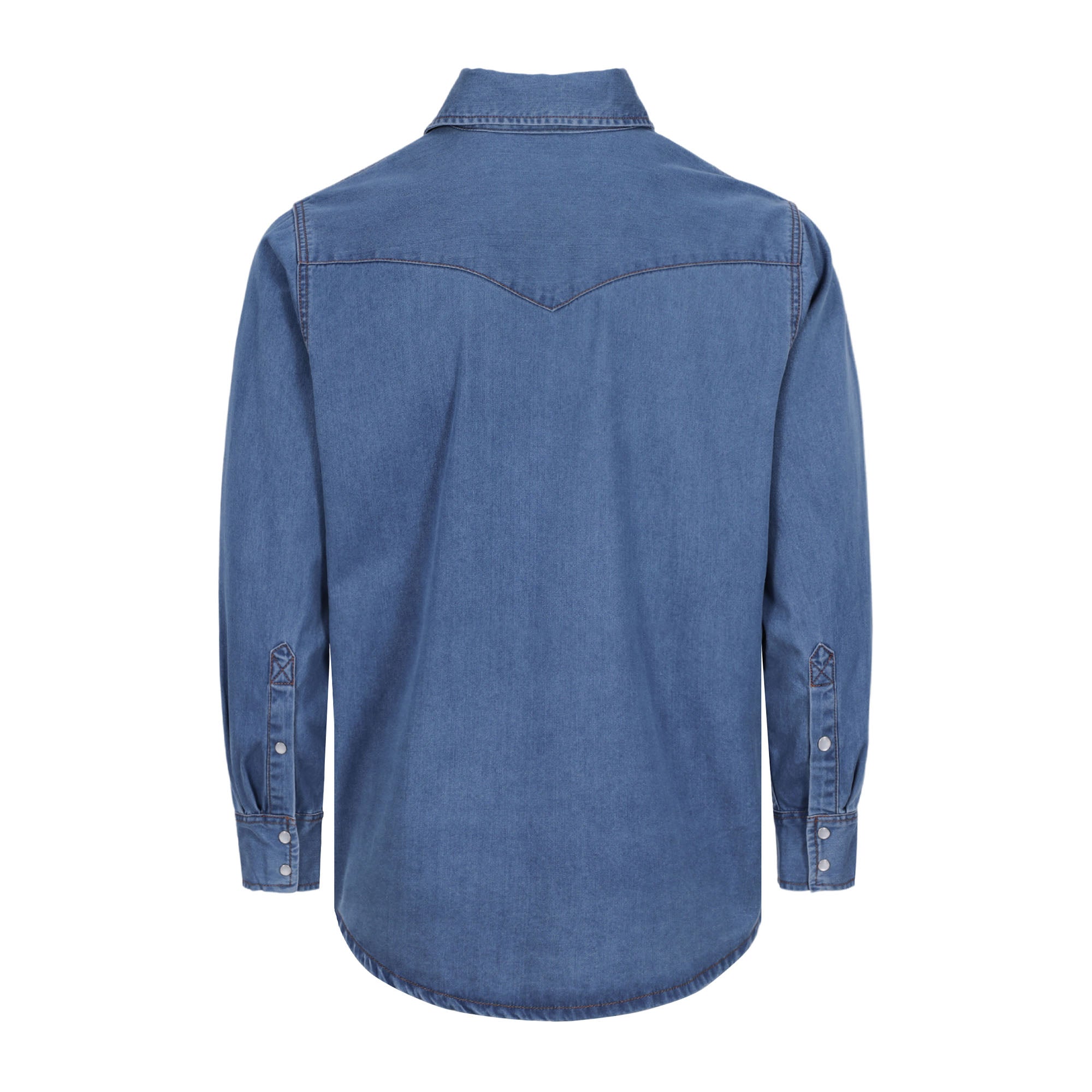 6.5OZ Work Shirts Vintage Washed Lightweight Soft Denim Pearl Snap Down-Relaxed Fit (Non FR)-0930