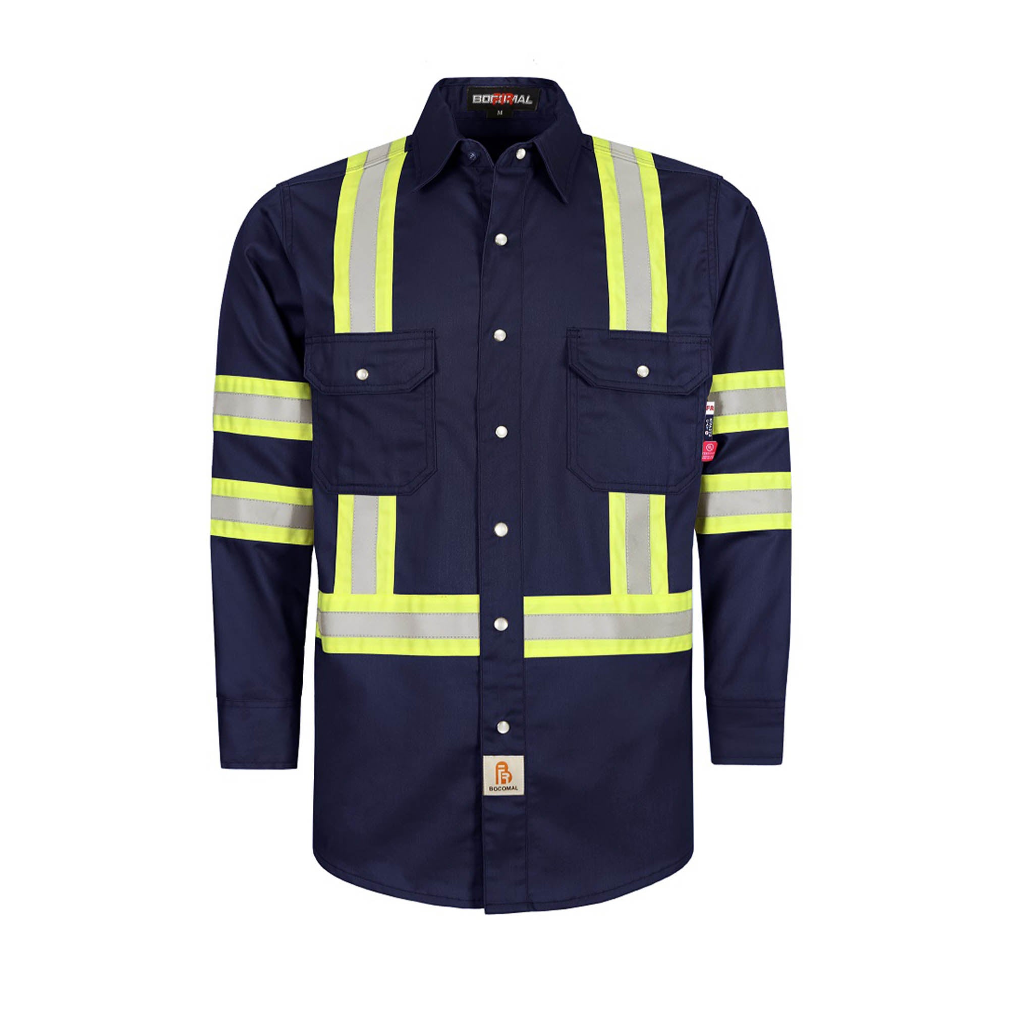 6.5OZ FR Hi Vis Work Shirts with Pearl Snap/Type O Class 1-0902HV