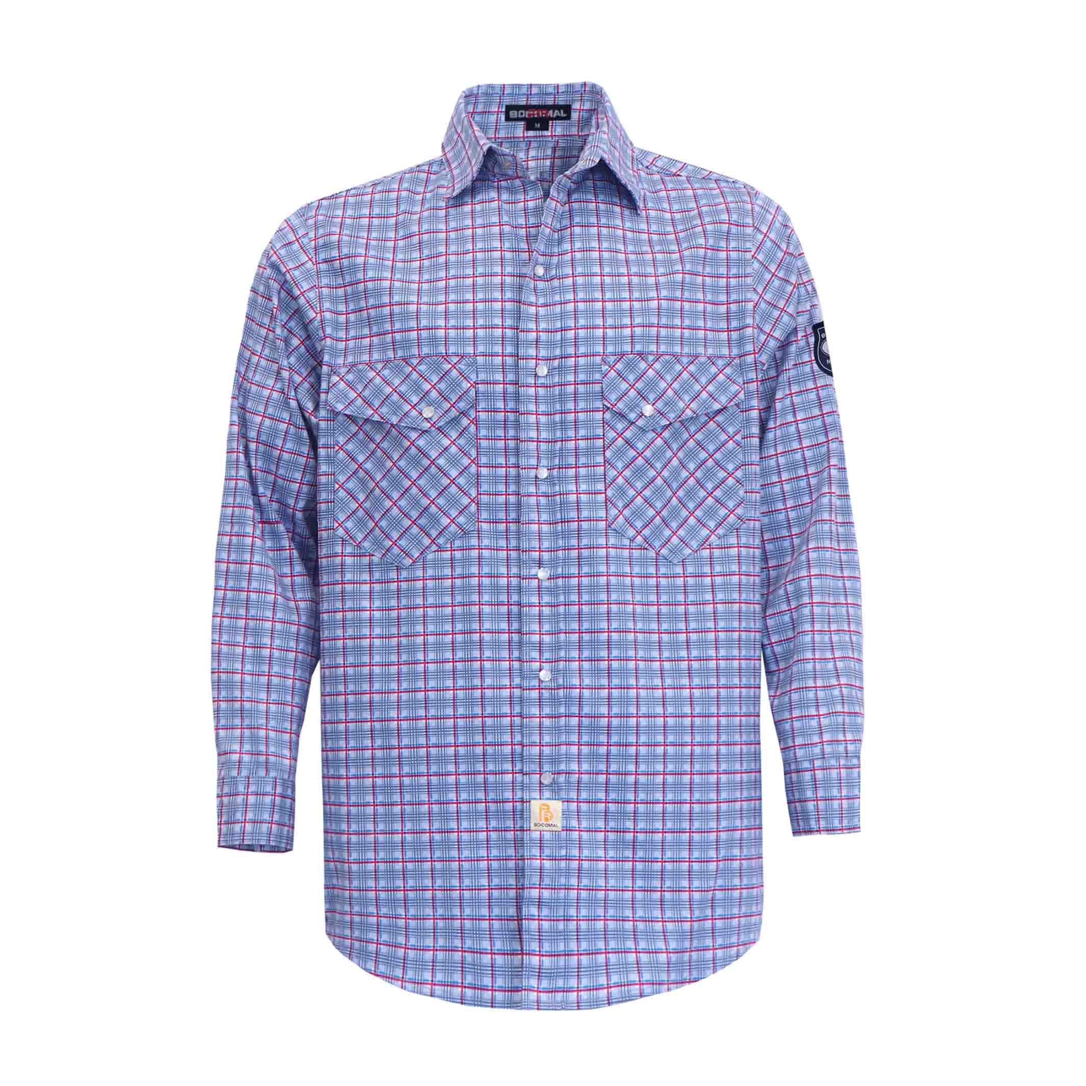 6.5OZ Printed Plaid Shirts With Pearl Snap-0916