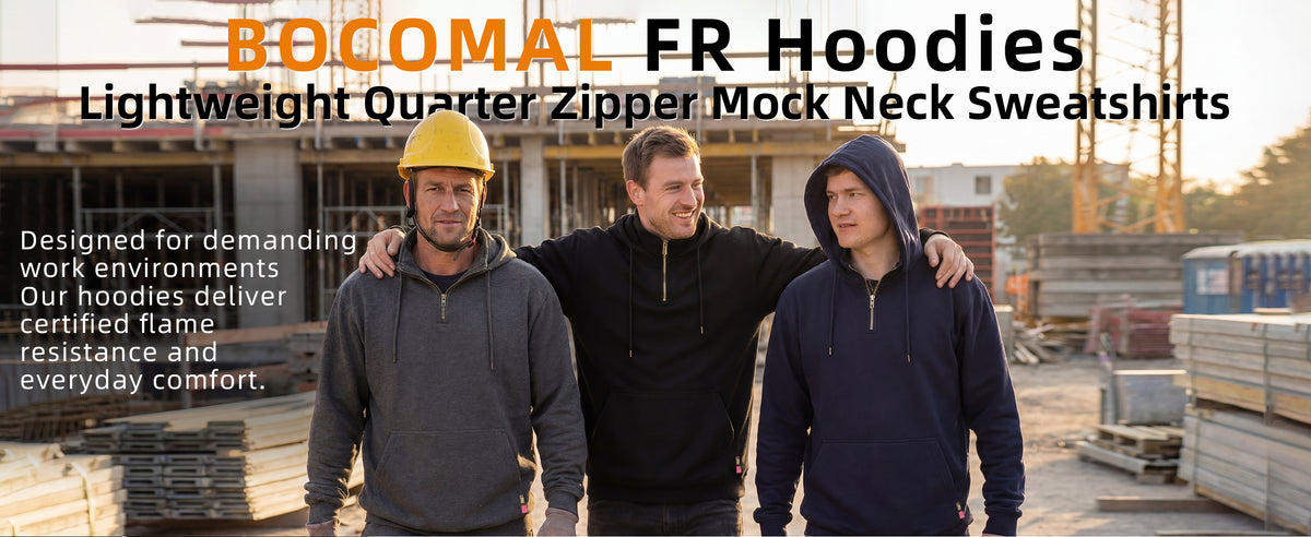 7.5oz Lightweight 1/4 Quarter Zipper Water/Stain Repellent FR Hooded Sweatshirts -4513
