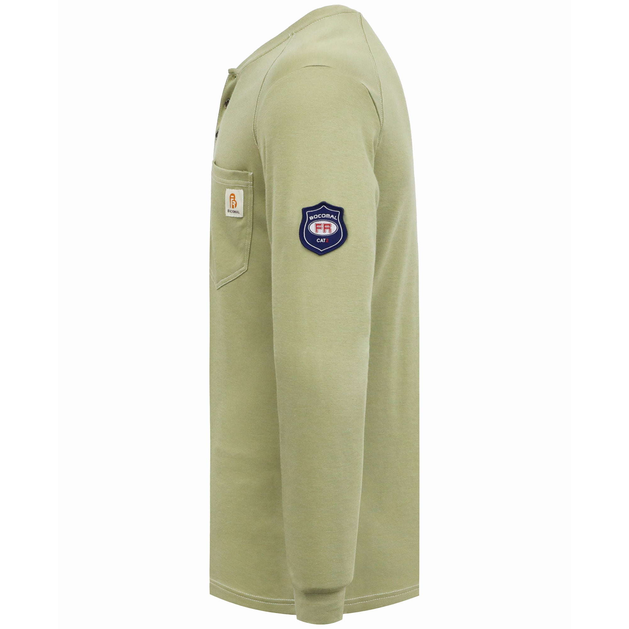 5.5oz Cotton Long Sleeve Henley Shirt Flame Resistant -9108