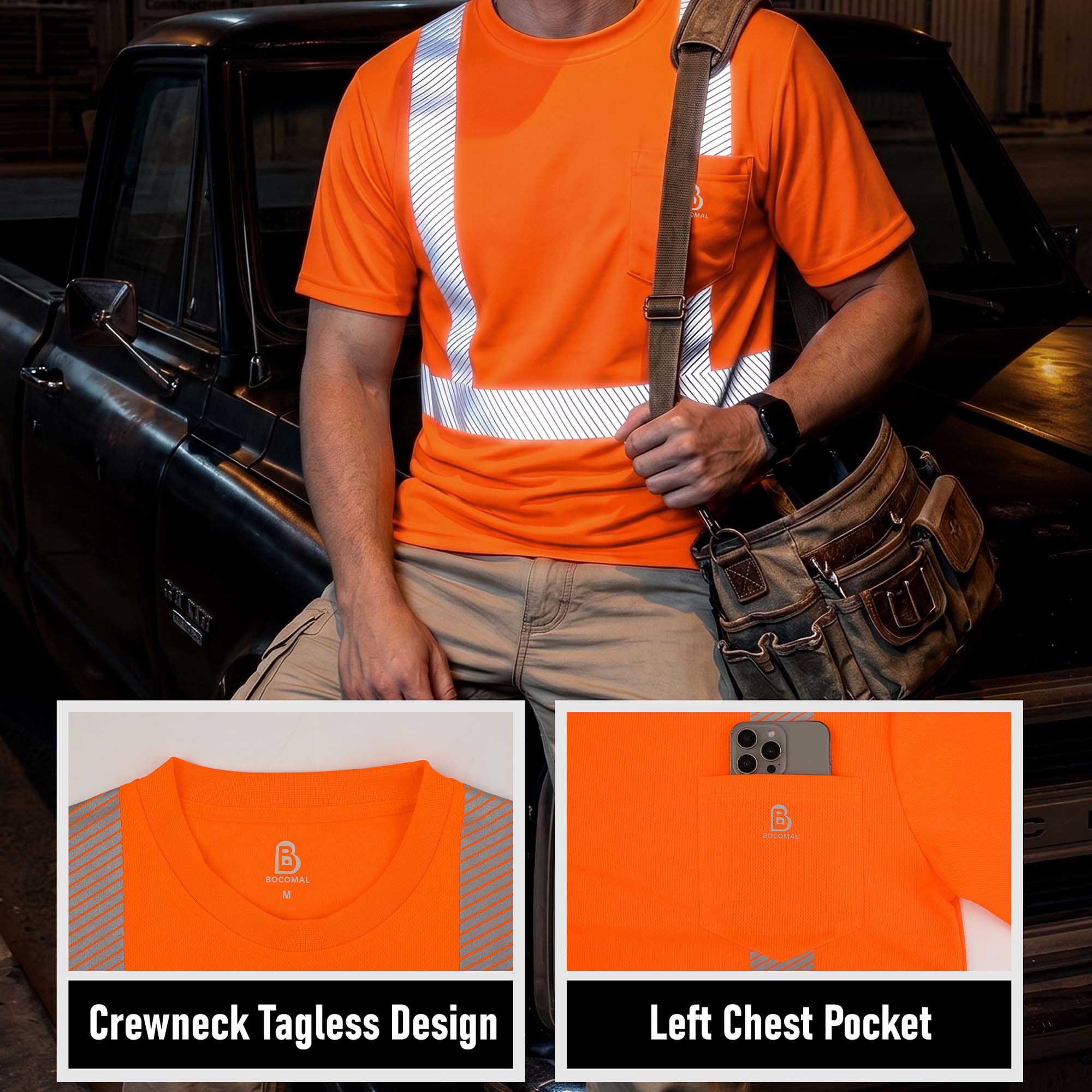 4OZ High Visibility Shirts Reflective Breathable Safety Work Tee (NON-FR)- TS132B