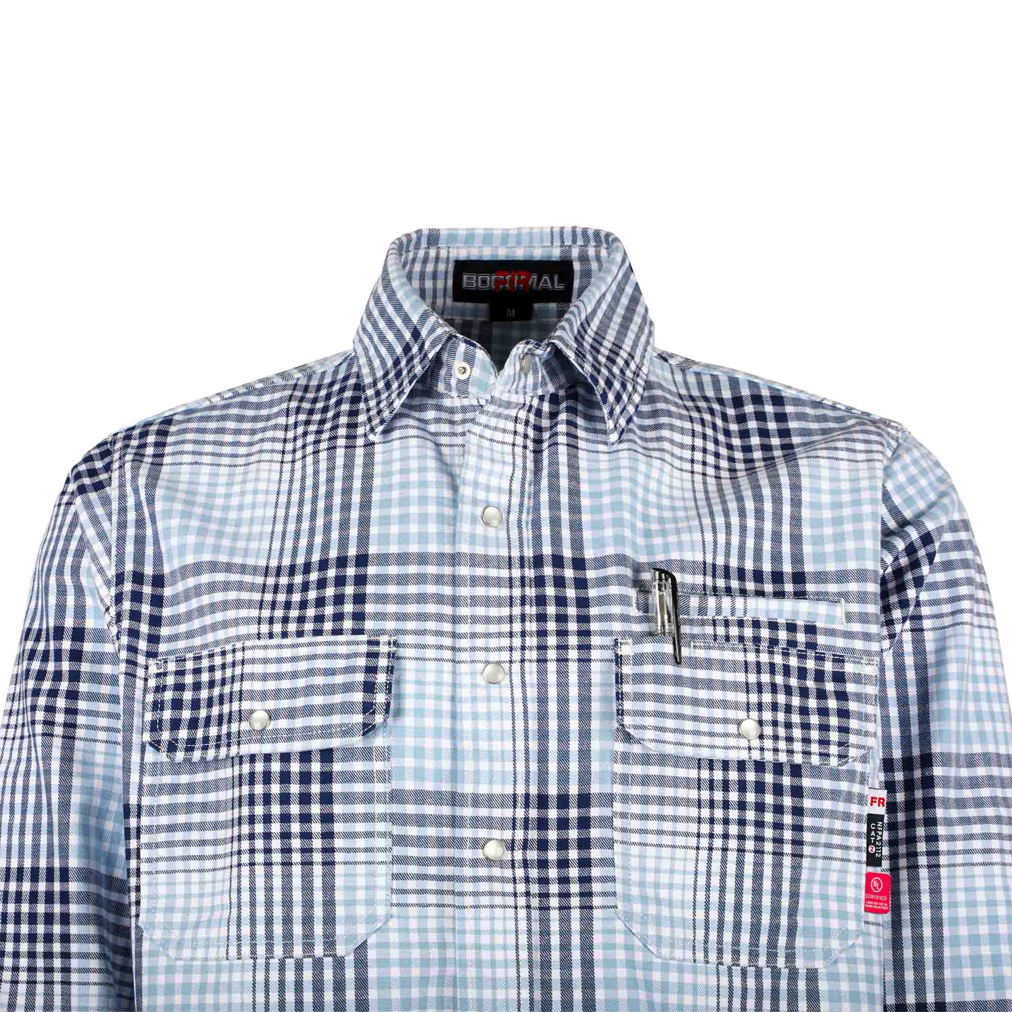 7.5OZ Printed Plaid Shirts With Metal Button(Final Sale)-3710