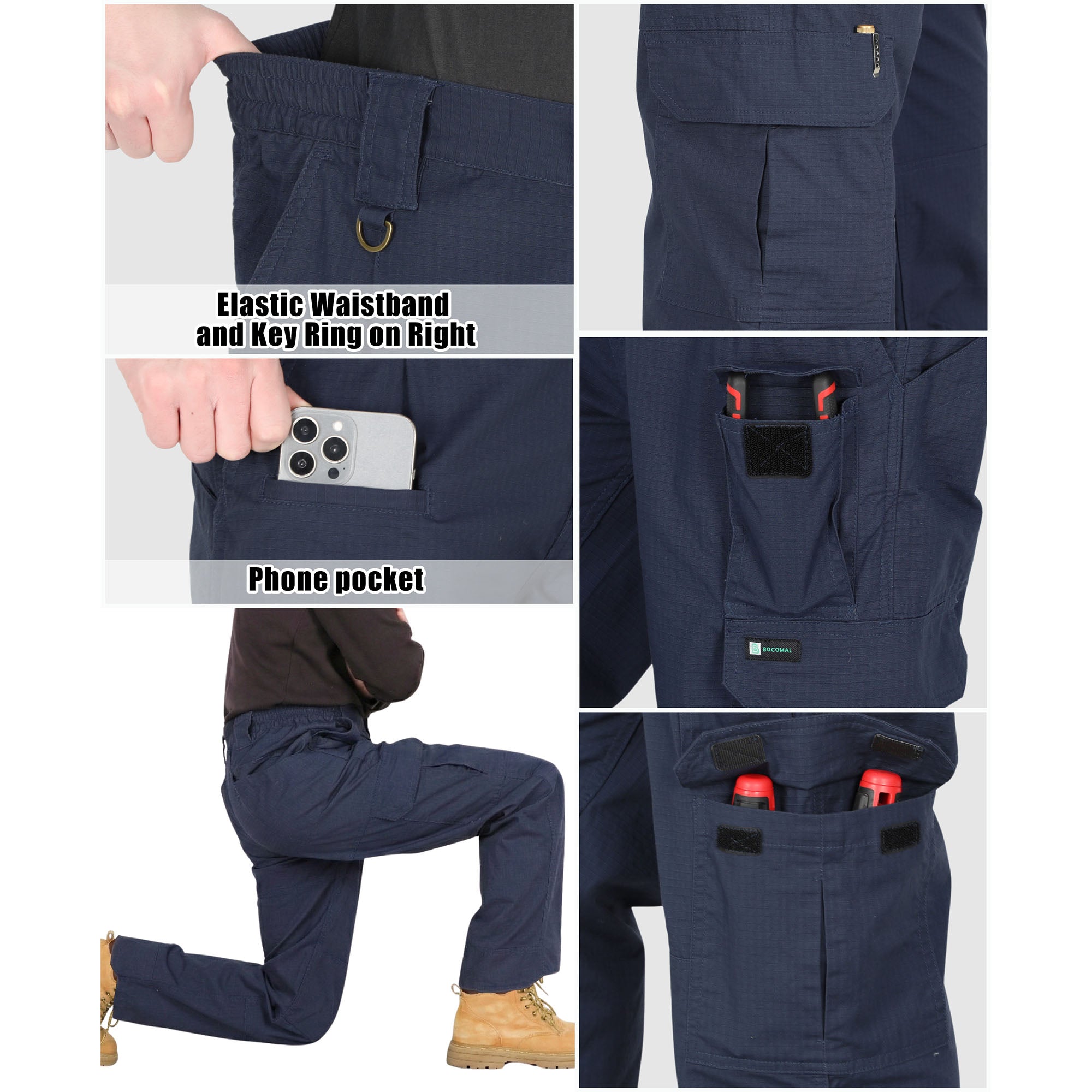 6OZ 10-Pocket Relaxed Fit Stretch Ripstop Cargo Pants（NON-FR）-PN061F
