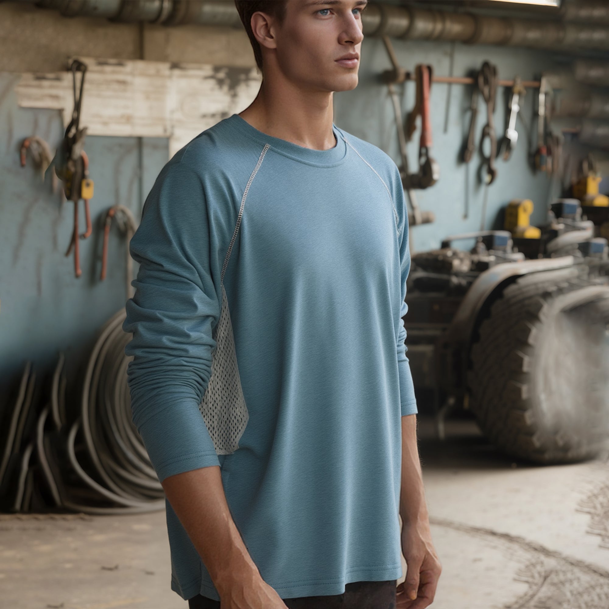 4.5OZ Vented Mesh Loose Fit EX Lightweight Flame Resistant Crew Neck T-Shirts-9717