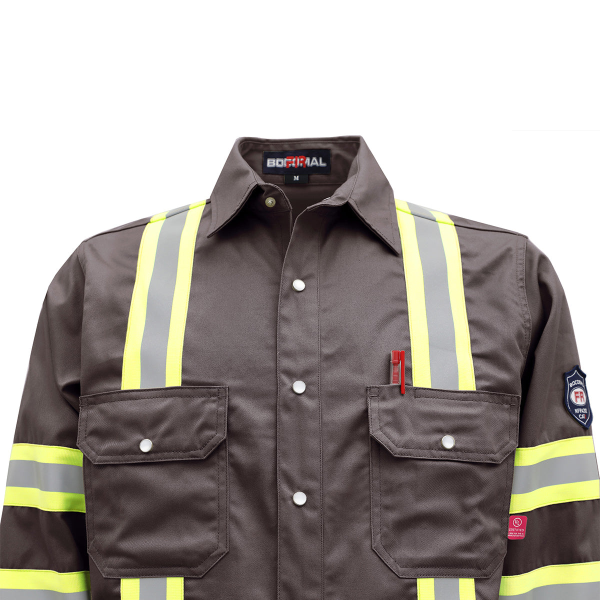 7.5OZ FR Hi Vis Reflective Shirts with Pearl Snap/Type O CLASS 1-0802