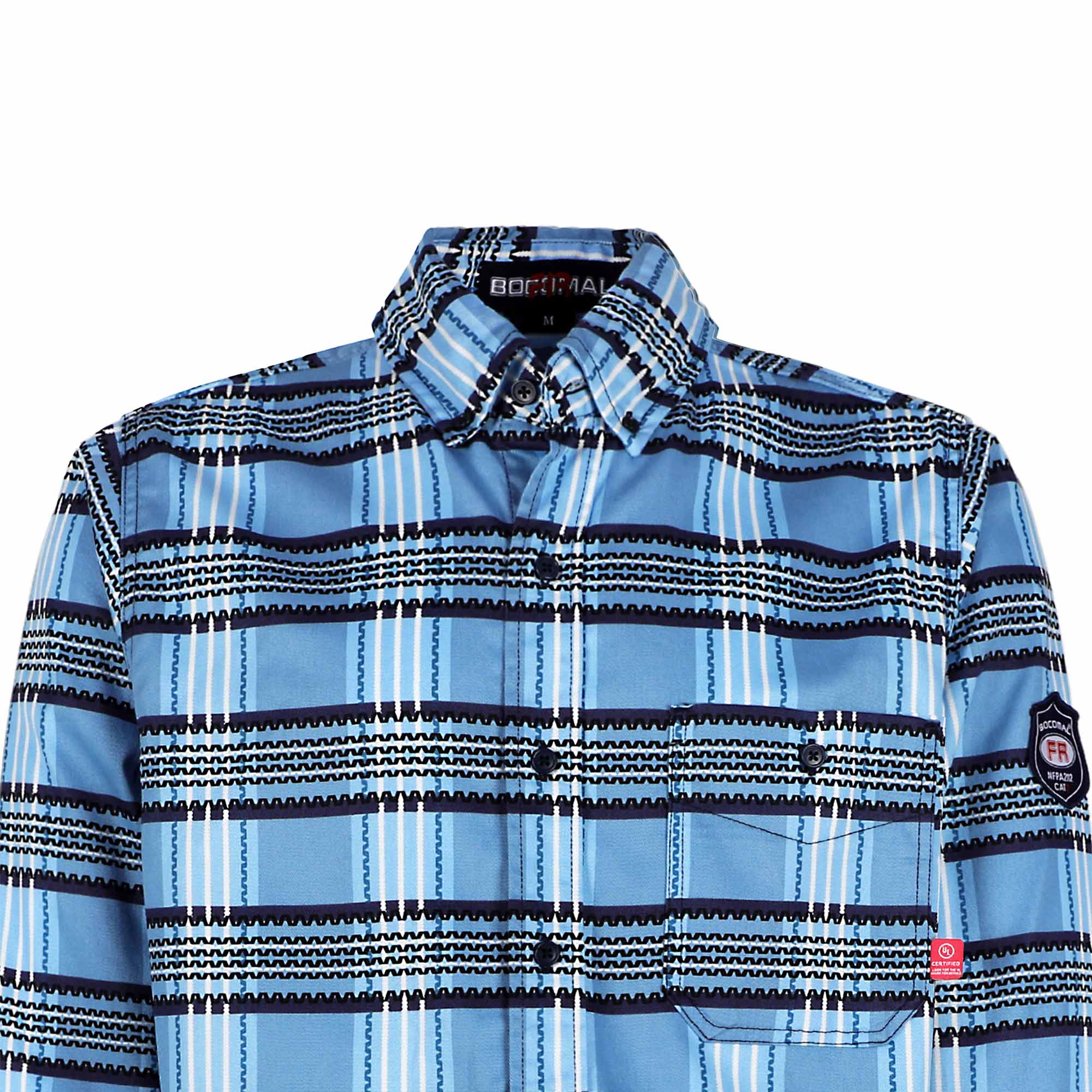 6.5oz Cotton Button Up Printed Plaid Flame Resistant Welding Shirts (Final Sale)