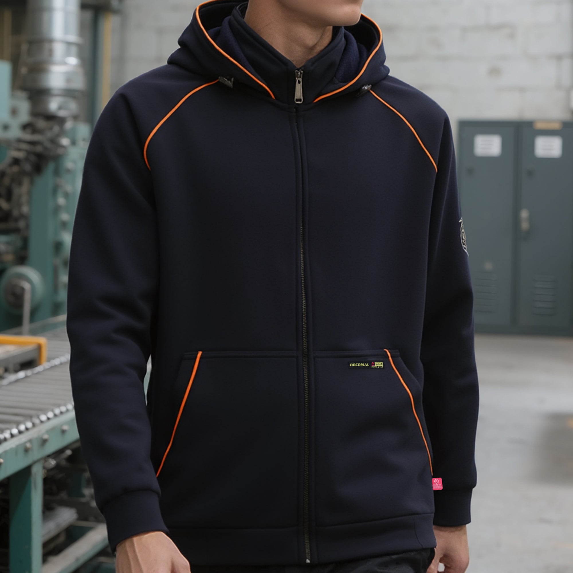 12OZ Heavyweight Cotton Fleece Zipper Front FR Hooded Sweatshirts-1531B