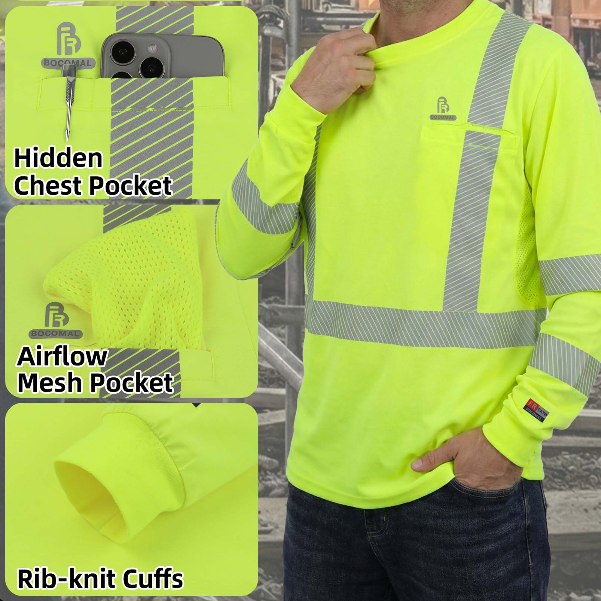 6.5OZ FR Hi Vis Reflective Vented Mesh Modacrylic Cotton Inherent T-Shirt-6036