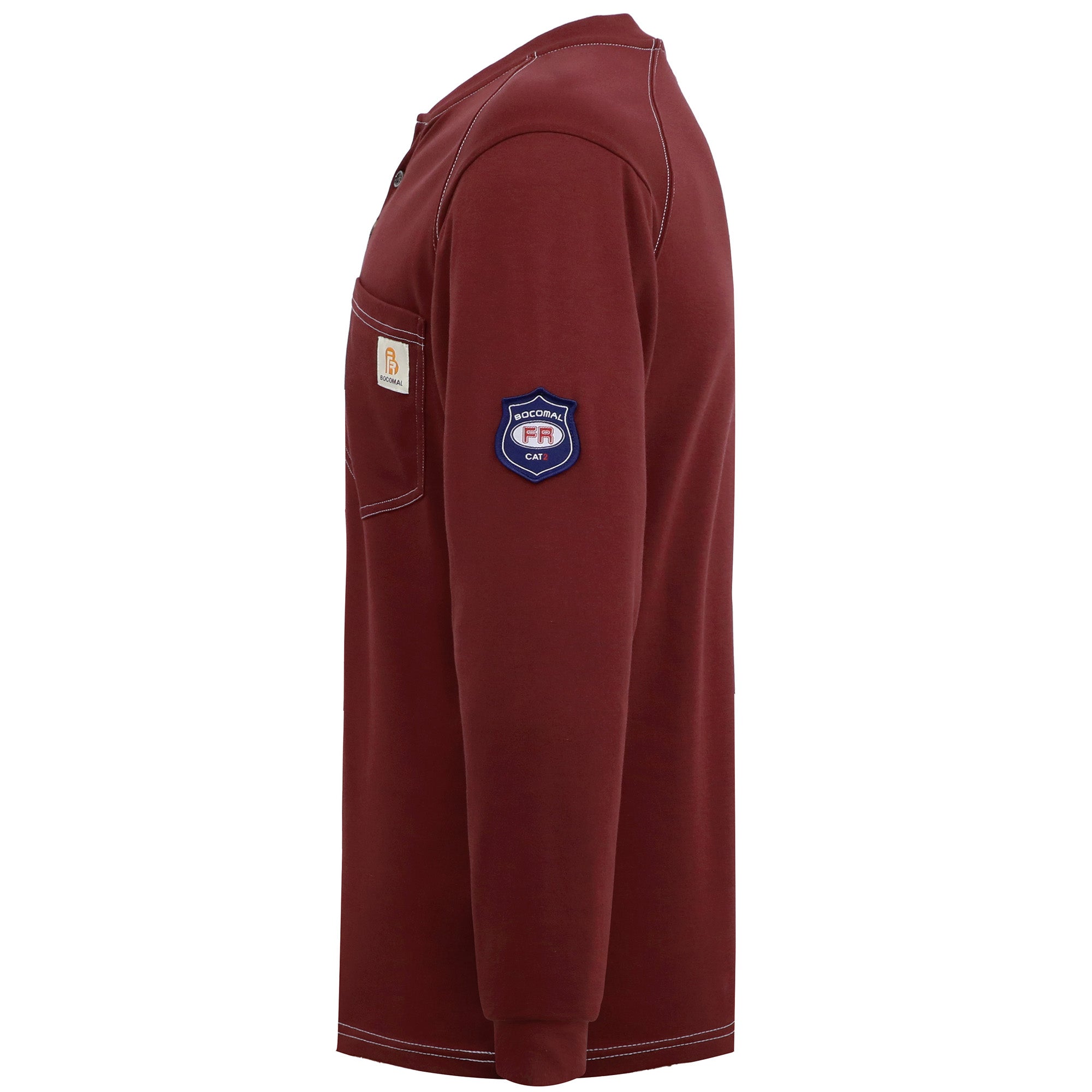 5.5oz Cotton Long Sleeve Henley Shirt Flame Resistant -9108