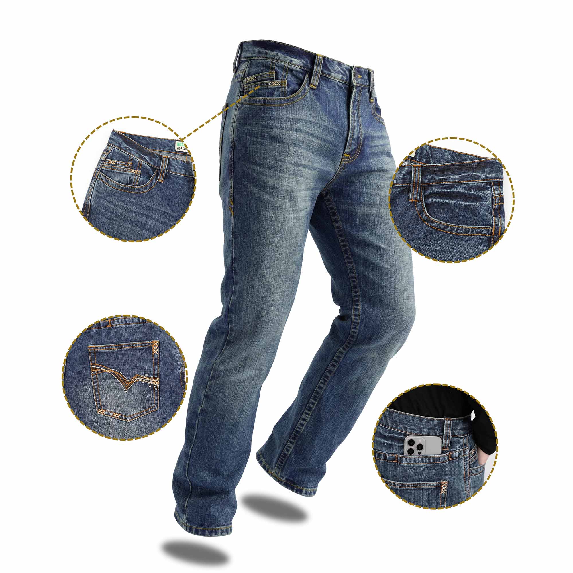 13.5OZ Heavywight Dura-Rugged Slub Denim Jeans(NON-FR)- PN071S