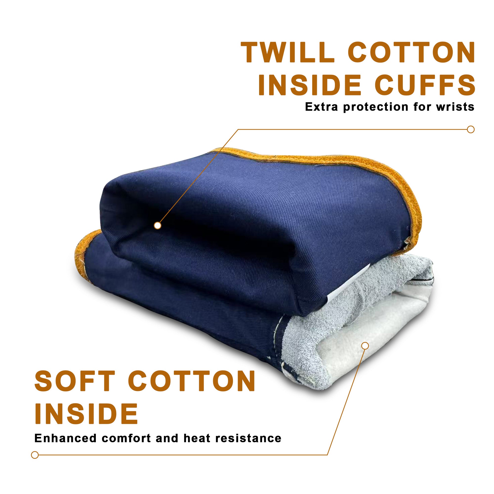 Classic Welding Gloves,Grain Leather Multi Tasks,14" Lined Leather Mig/Stick Gloves, Kevlar Stitching-0101/0201