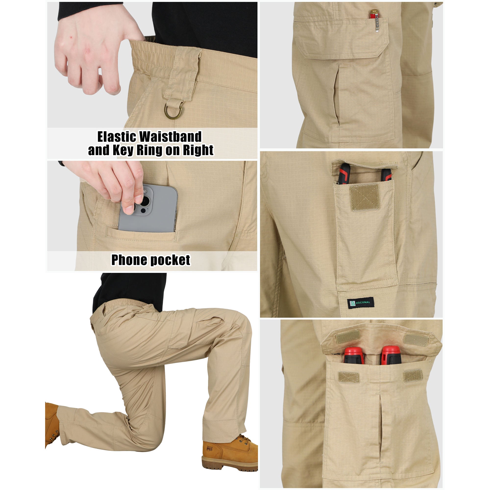 6OZ 10-Pocket Relaxed Fit Stretch Ripstop Cargo Pants（NON-FR）-PN061F