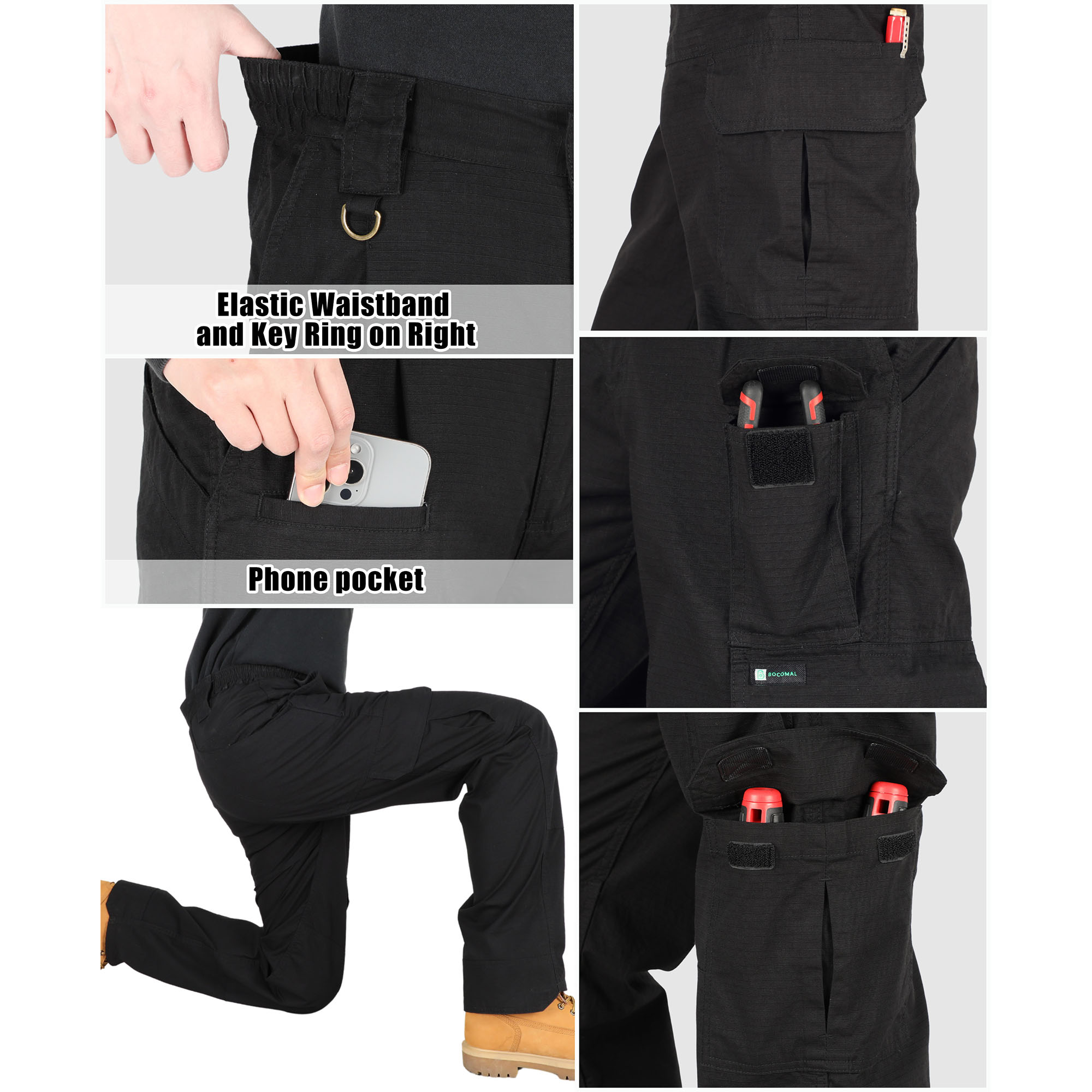 6OZ 10-Pocket Relaxed Fit Stretch Ripstop Cargo Pants（NON-FR）-PN061F