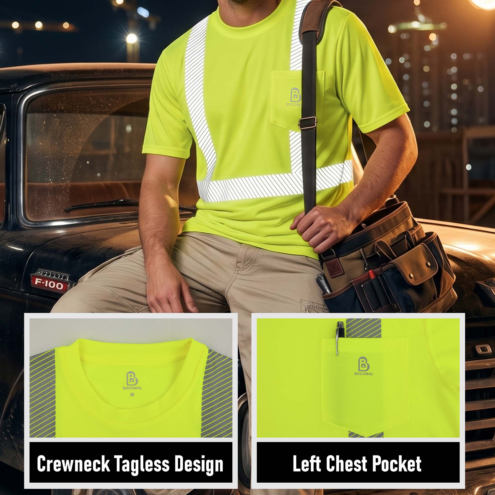 4OZ High Visibility Shirts Reflective Breathable Safety Work Tee (NON-FR)- TS132B