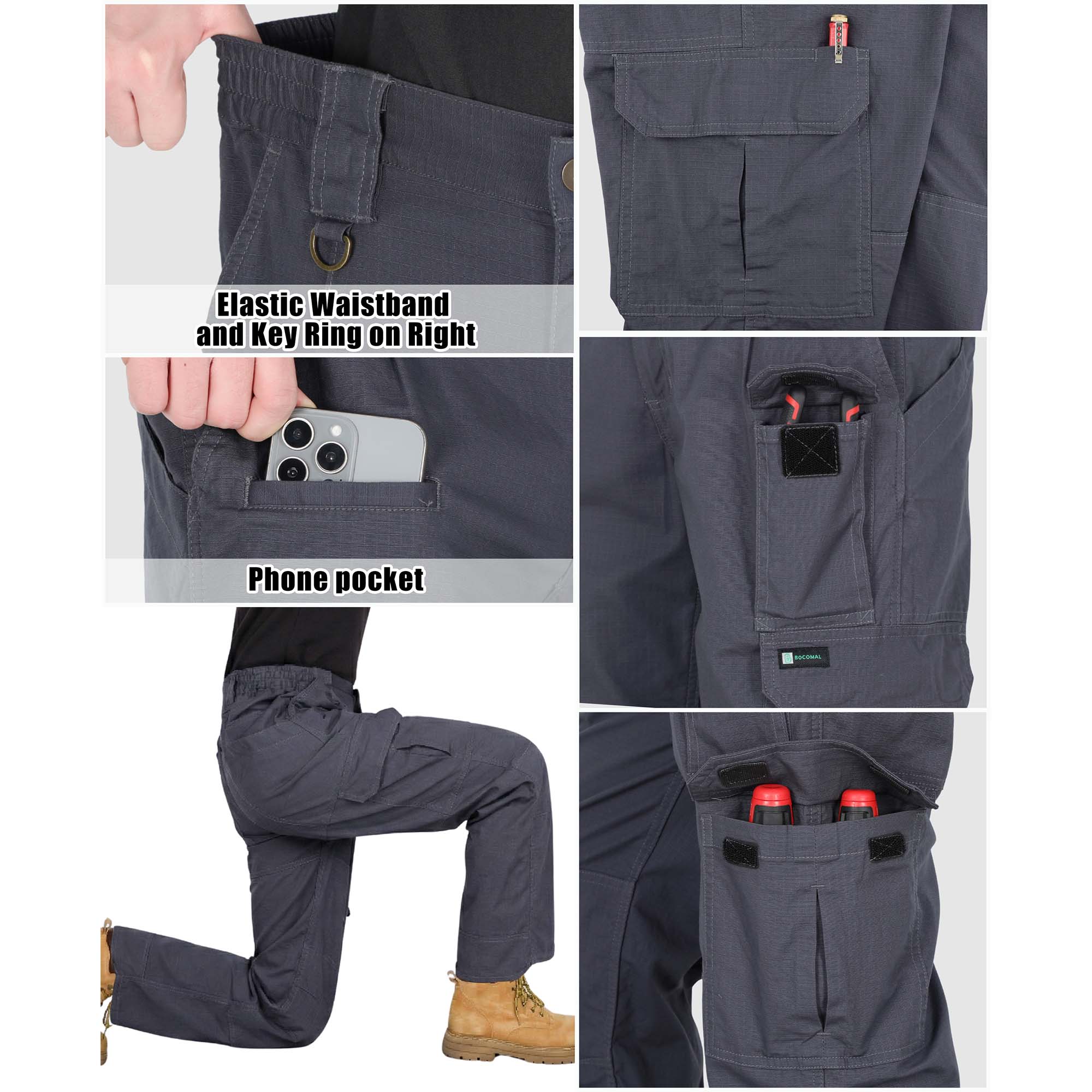 6OZ 10-Pocket Relaxed Fit Stretch Ripstop Cargo Pants（NON-FR）-PN061F