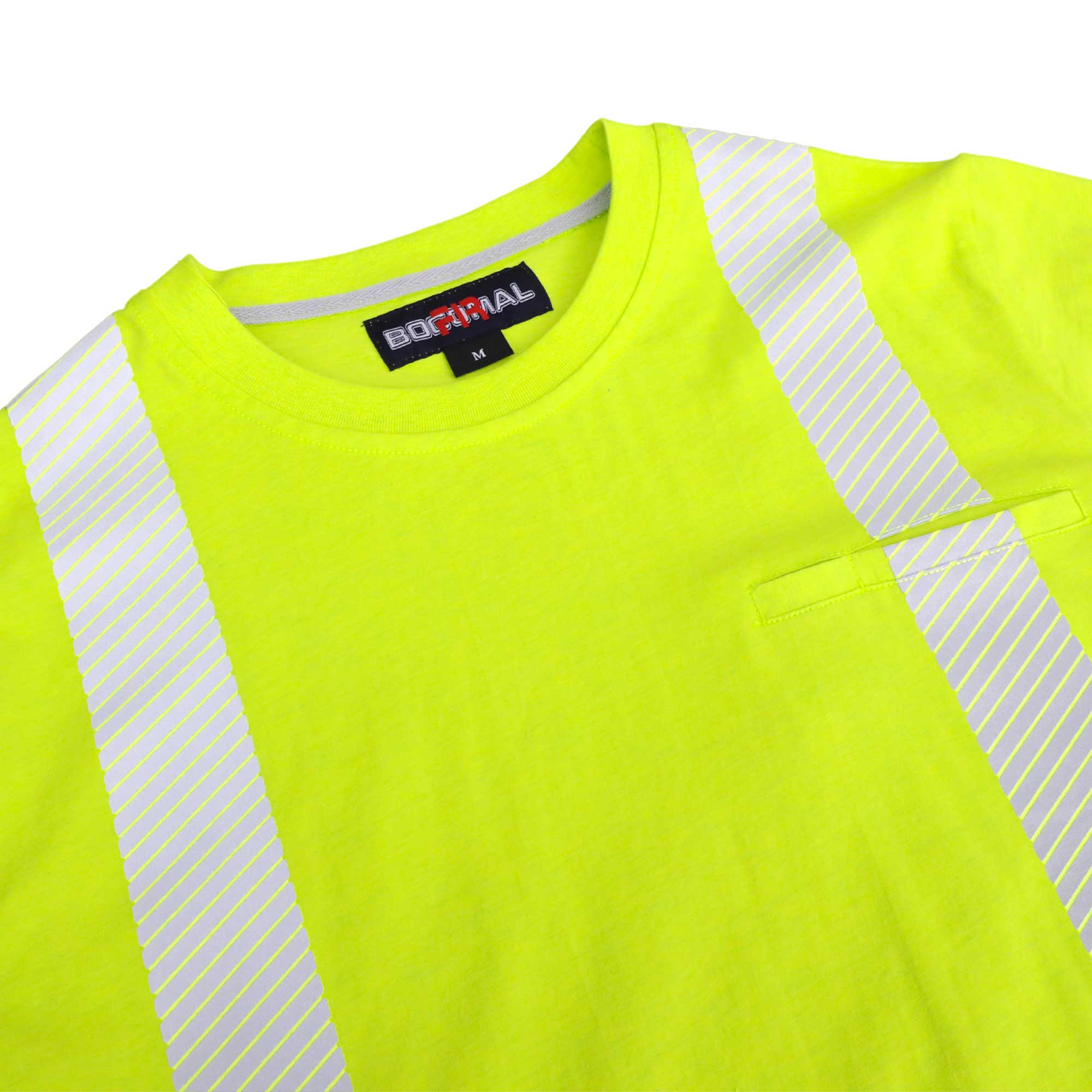 6oz Hi Vis Short Sleeve Lightweight High Visibility Reflective  Yellow Men's Safety FR Shirts-0624S